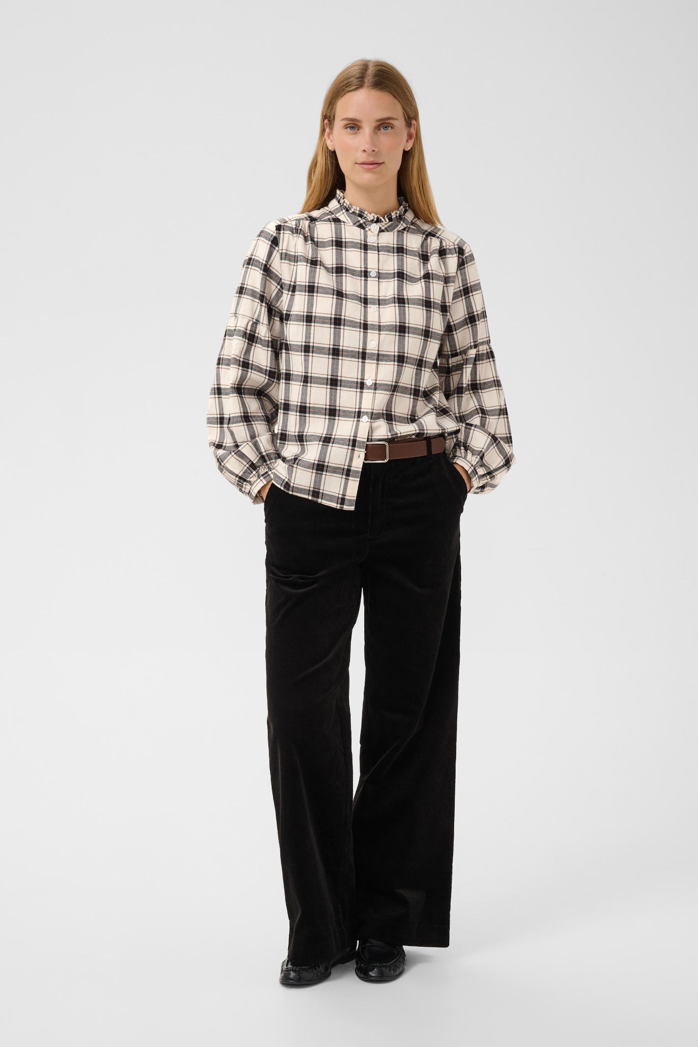 Part Two SamillaPW Shirt Dark Navy/Mole Check 30311150
