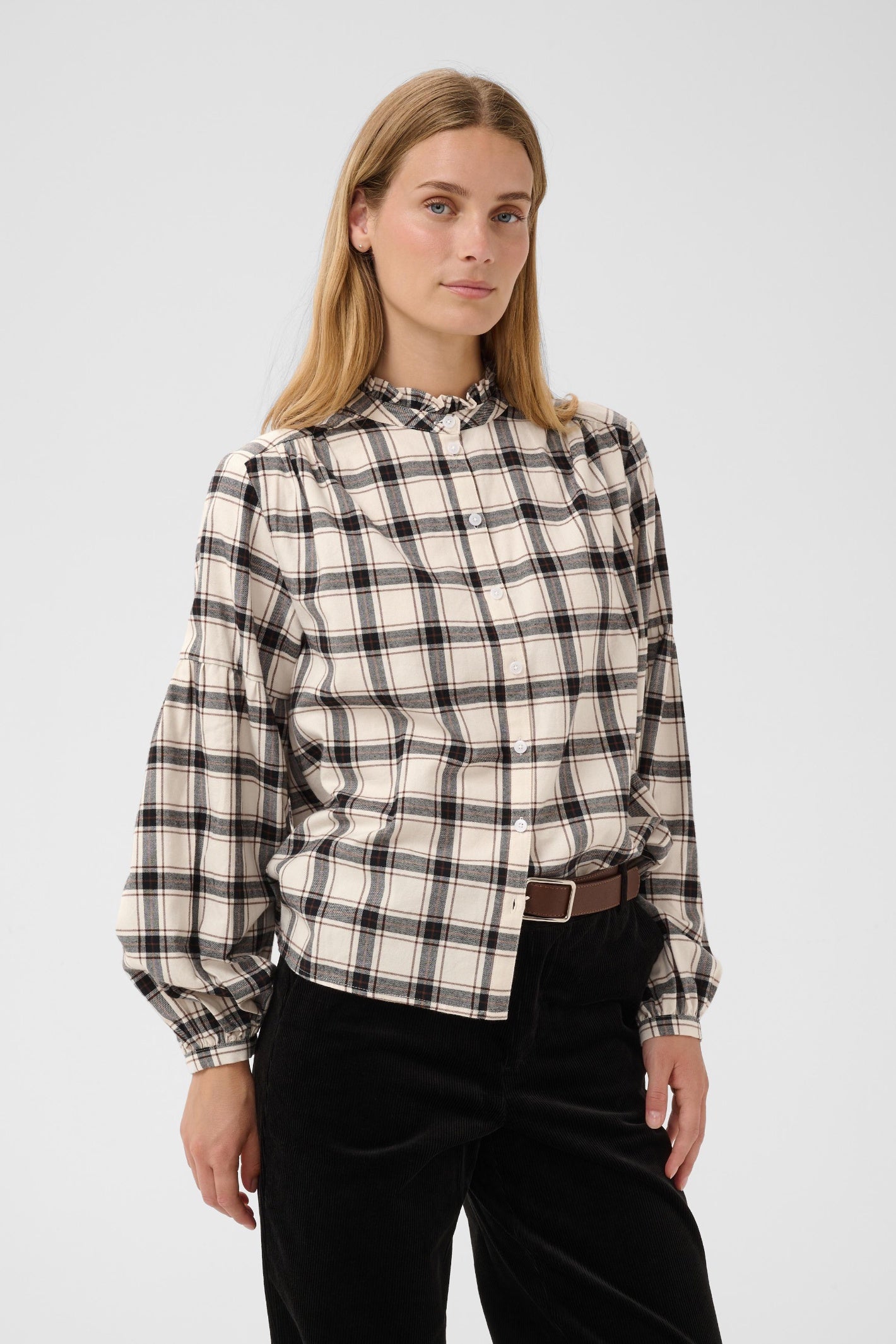Part Two SamillaPW Shirt Dark Navy/Mole Check 30311150