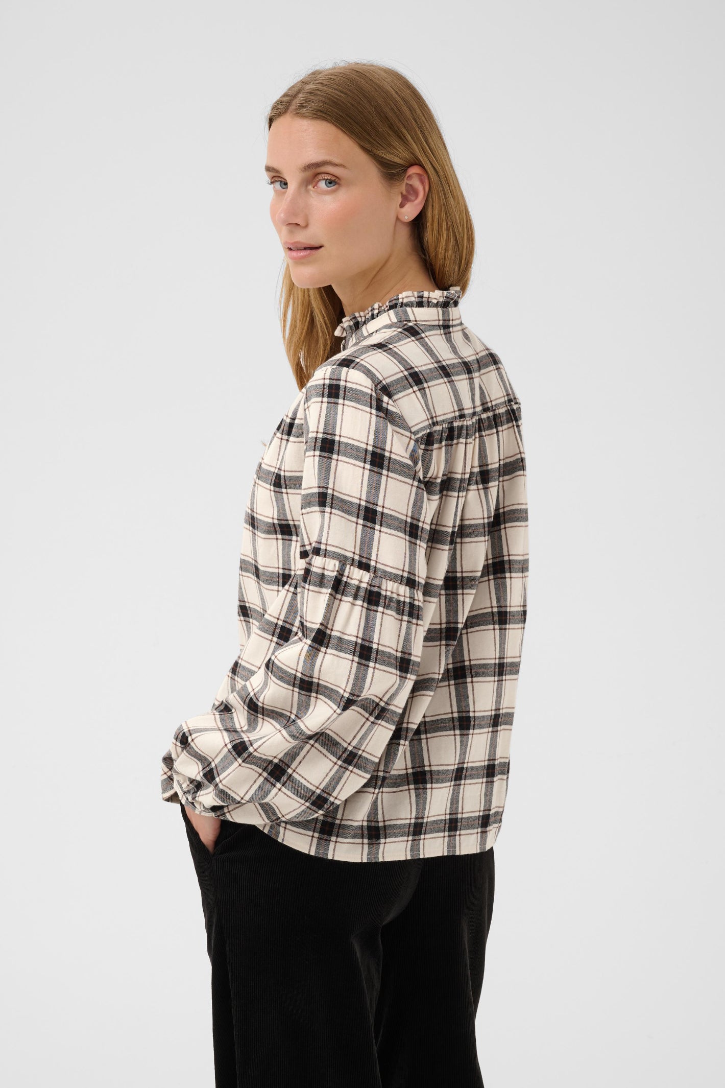 Part Two SamillaPW Shirt Dark Navy/Mole Check 30311150