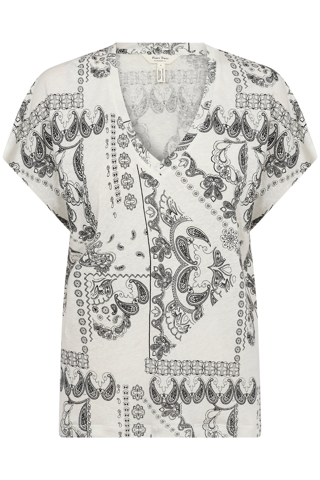 Part Two 30309414 AxelinesPW T-shirt V-Neck Neutral Graphic Paisley - Dotique