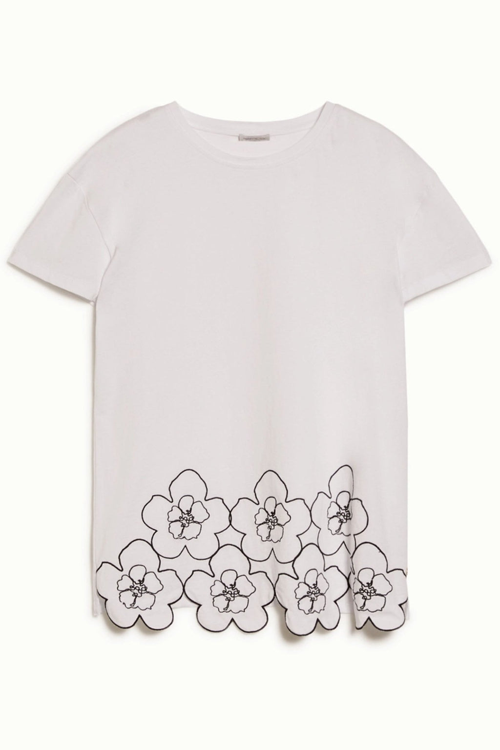 Pennyblack 2411971114200 Sedia White Flower Embroidered Cotton T-Shirt - Dotique