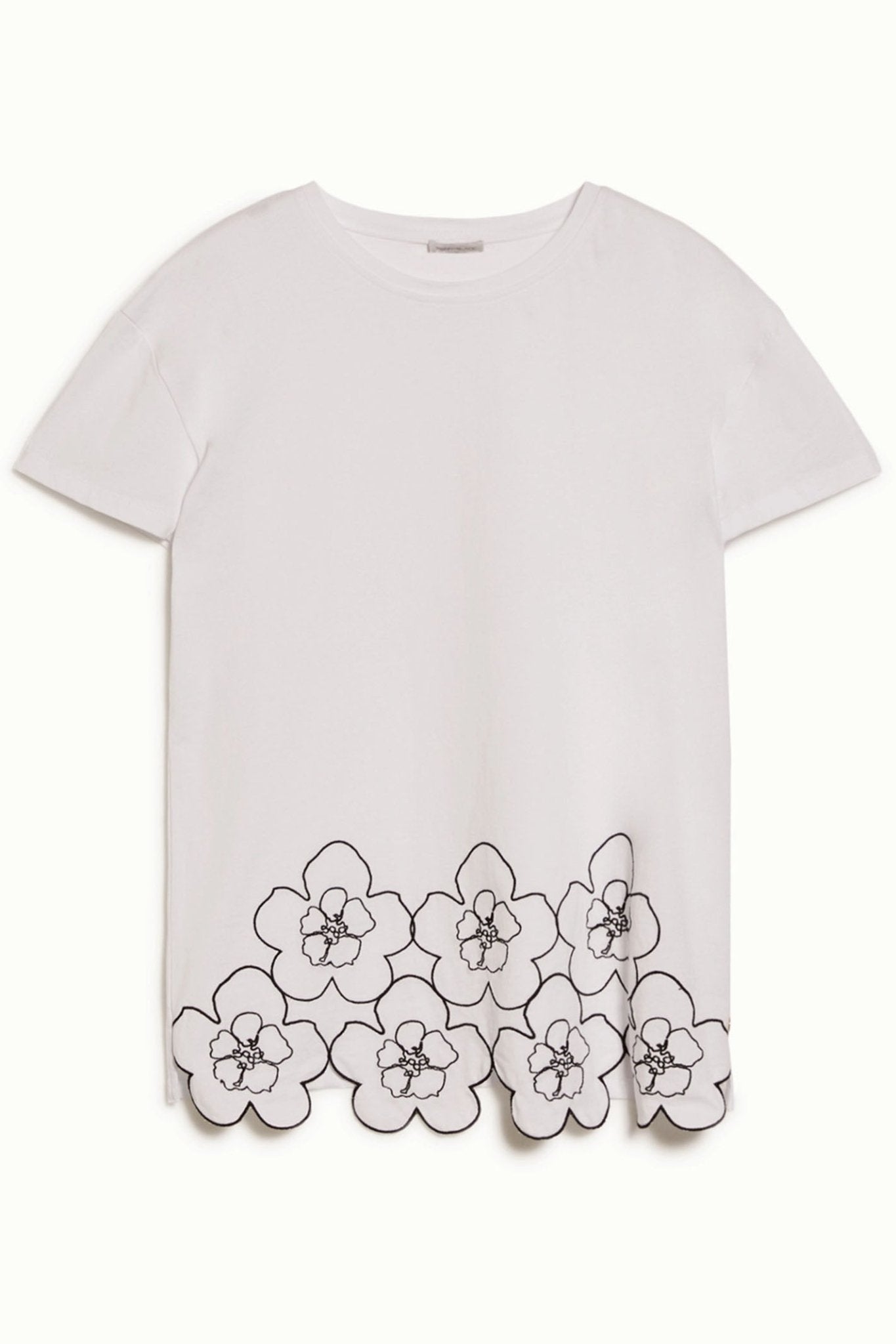 Pennyblack 2411971114200 Sedia White Flower Embroidered Cotton T-Shirt - Dotique