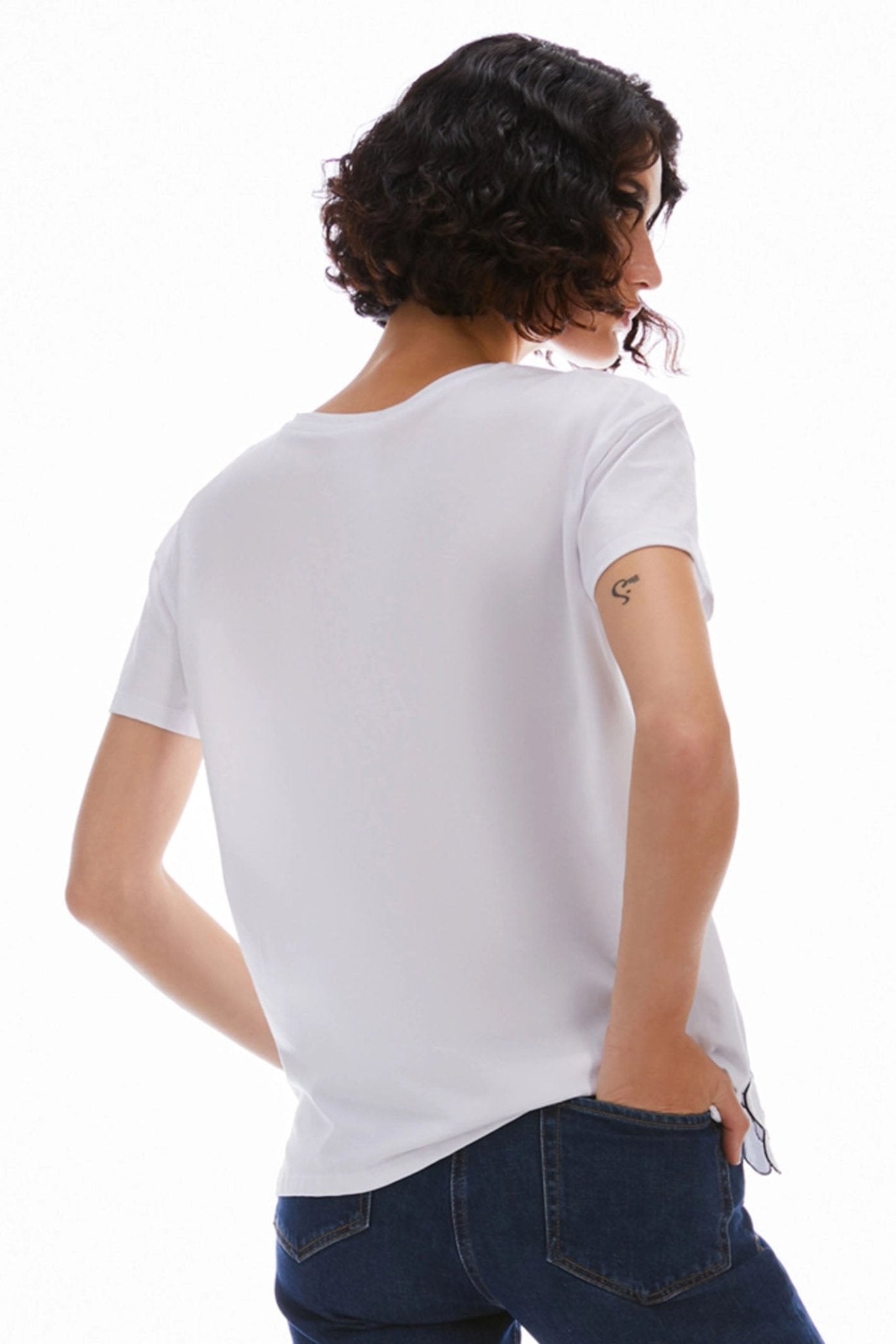 Pennyblack 2411971114200 Sedia White Flower Embroidered Cotton T-Shirt - Dotique