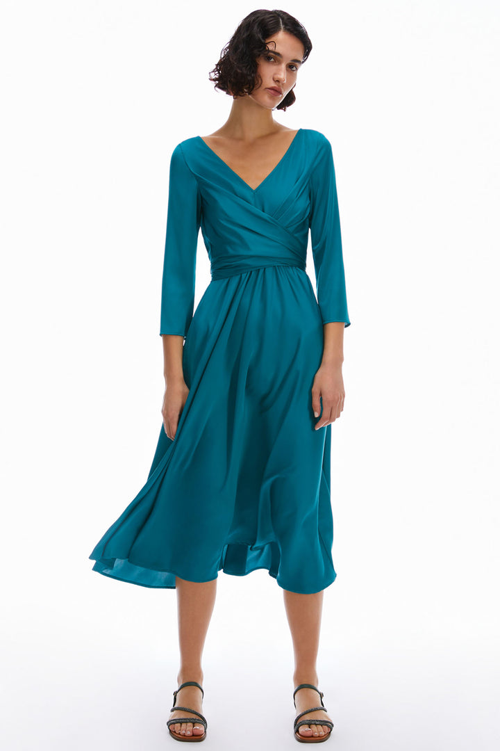 Pennyblack Fox Lightweight Satin Dress Emerald Blue 2411221172200 - Dotique