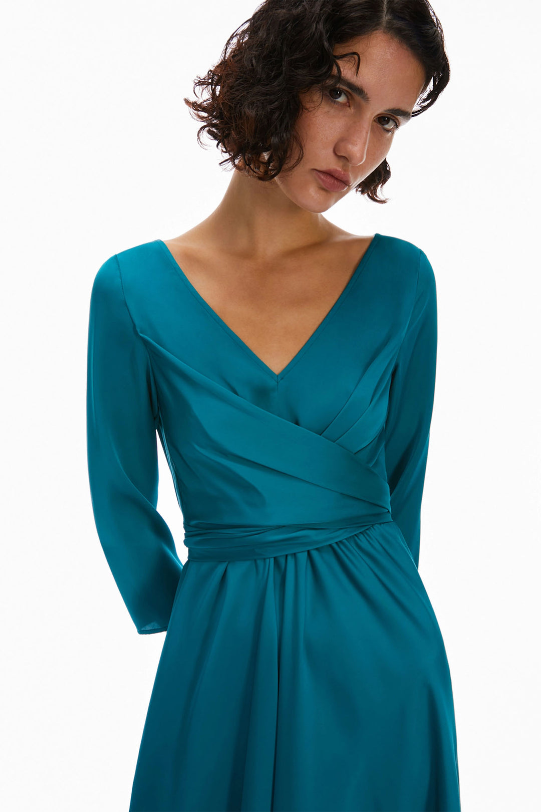 Pennyblack Fox Lightweight Satin Dress Emerald Blue 2411221172200 - Dotique