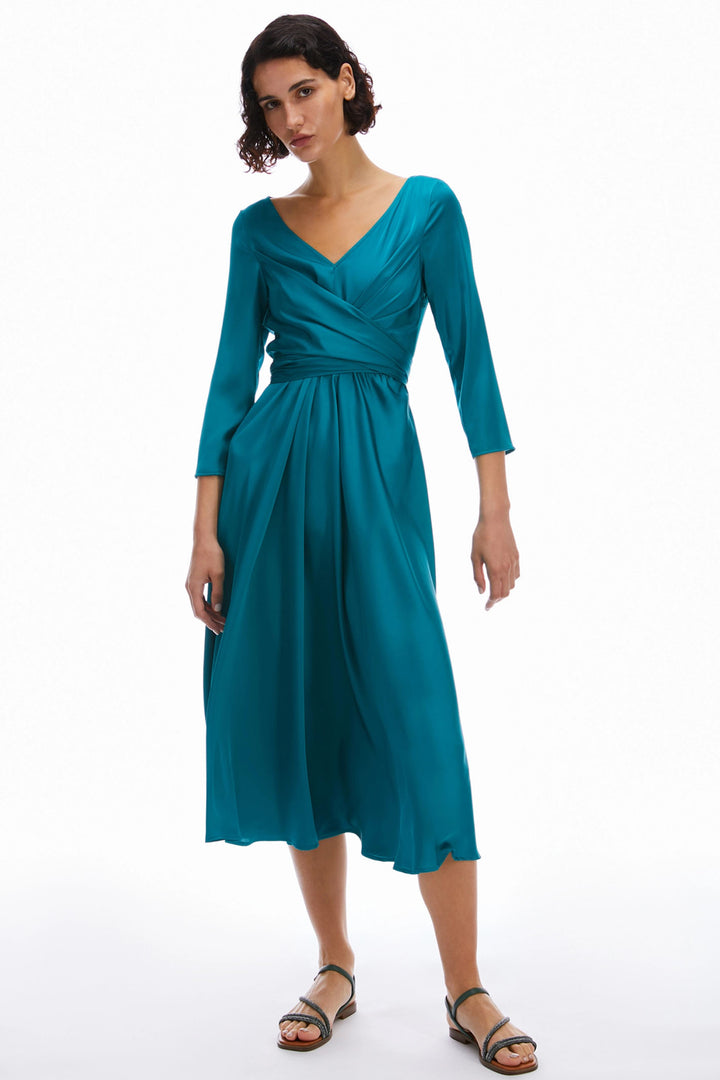 Pennyblack Fox Lightweight Satin Dress Emerald Blue 2411221172200 - Dotique