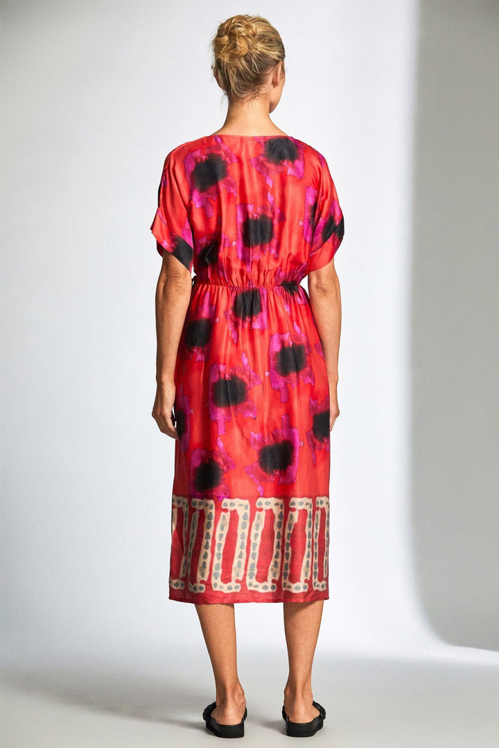 Peruzzi 129 Red Print Long Dress - Dotique