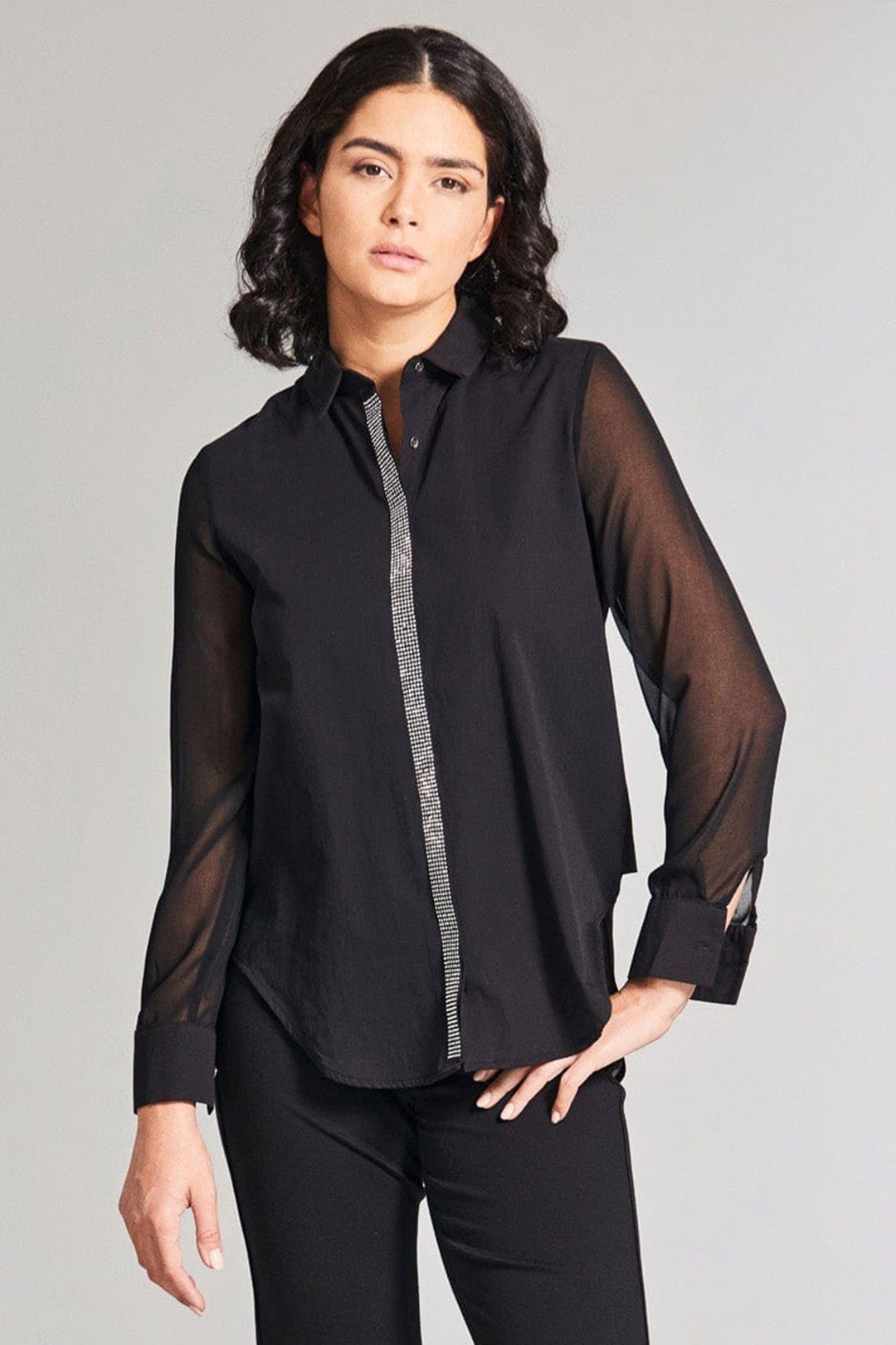 Peruzzi 602 Black Diamante Shirt - Dotique