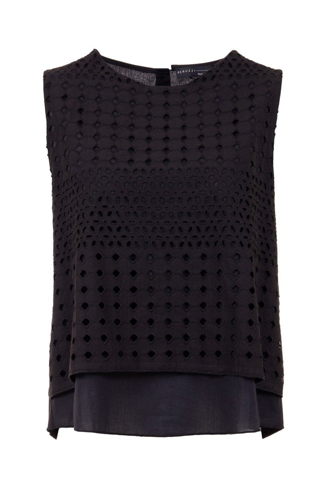 Peruzzi S25135 Broidere Black Top with Button Down Back - Dotique