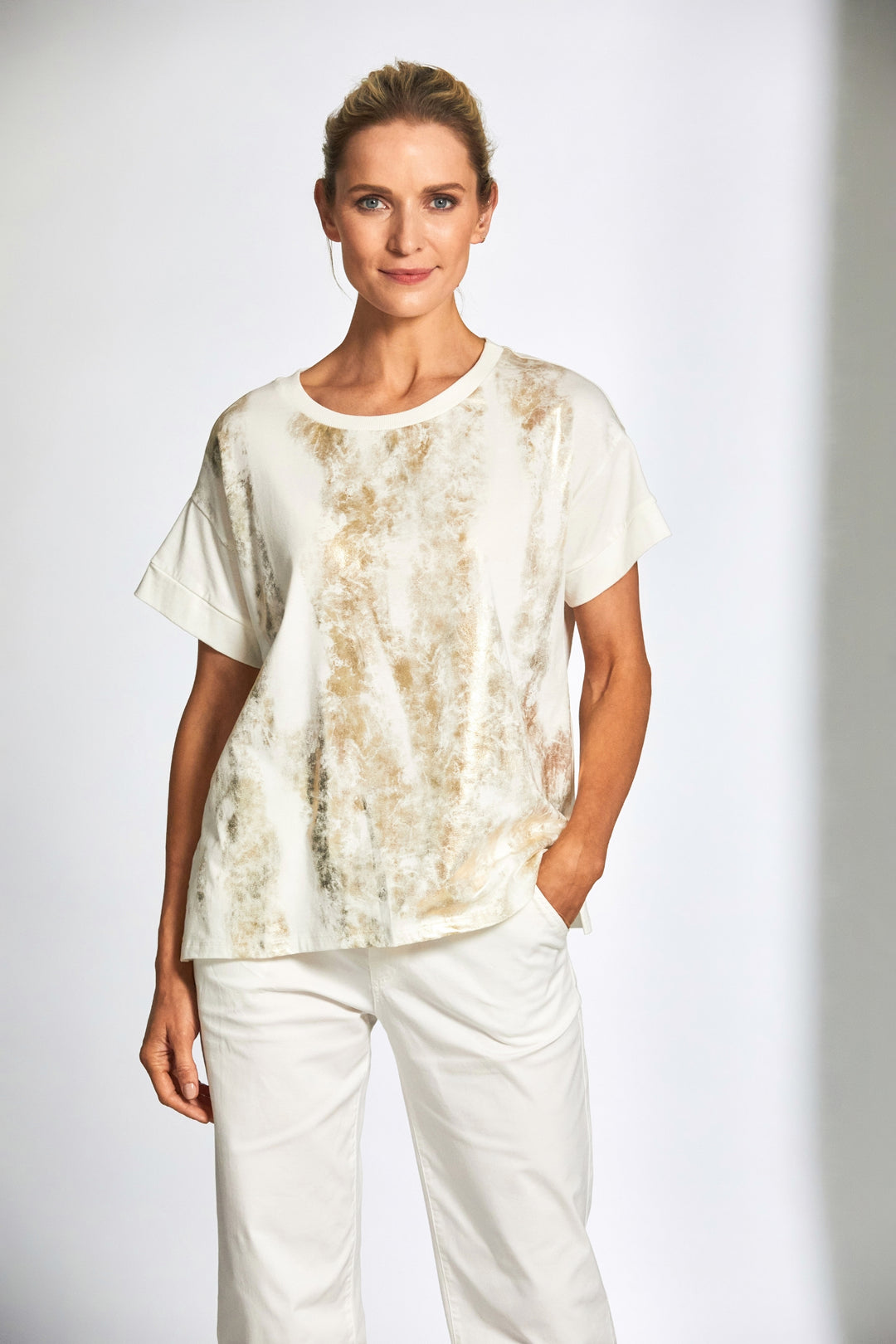  peruzzi-ss25163-metallic-front-cream-gold-t-shirt-Dotique-