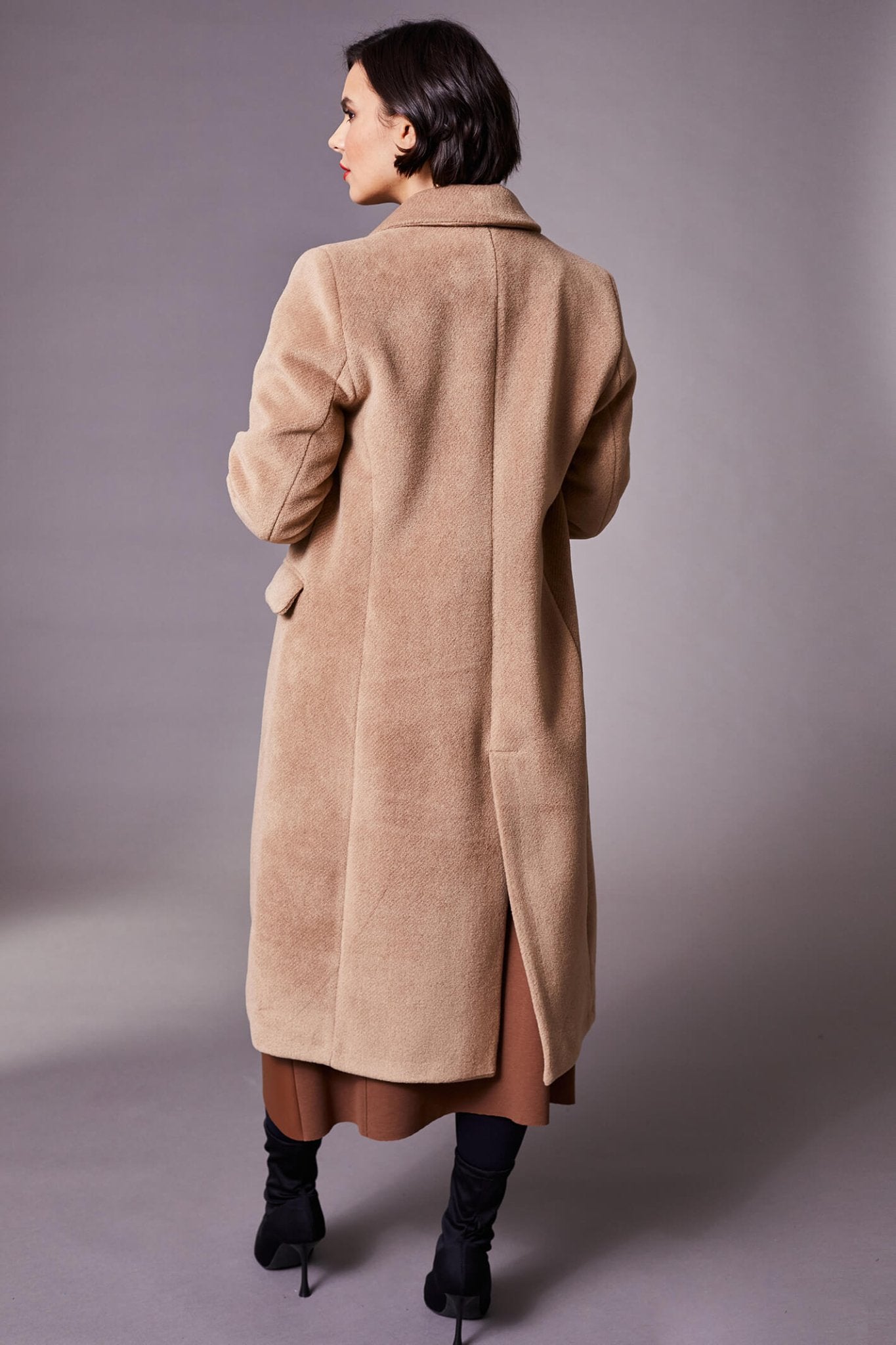 Peruzzi W23132 Camel Brown Double Breasted Coat - Dotique