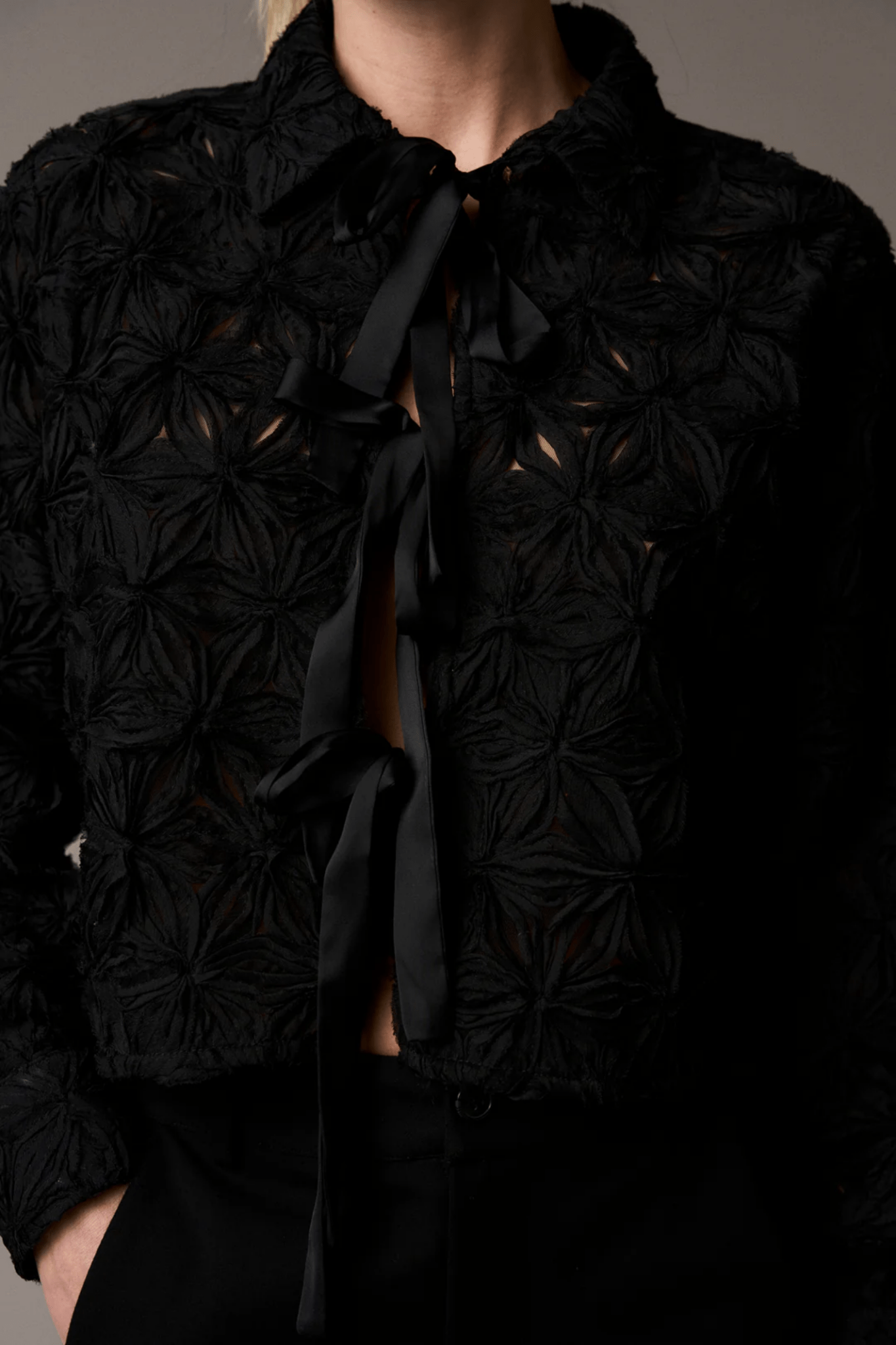 Pieszak J235156 PD - Lexie D Chiffon Tie Jacket Black - Dotique - Pieszak