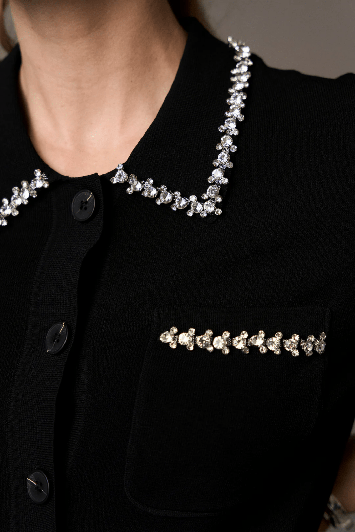 Pieszak J235172 PD - Vigga Rhinestone Polo Knit Black - Dotique - Pieszak