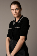 Pieszak J235172 PD - Vigga Rhinestone Polo Knit Black - Dotique - Pieszak