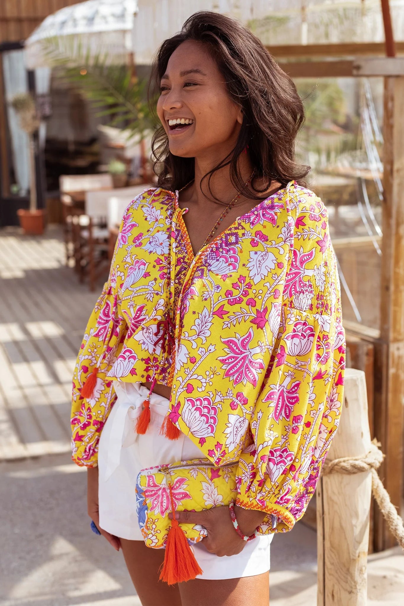 Place Du Soleil Embroidered Blouse Yellow 333 - Dotique - Place du Soleil