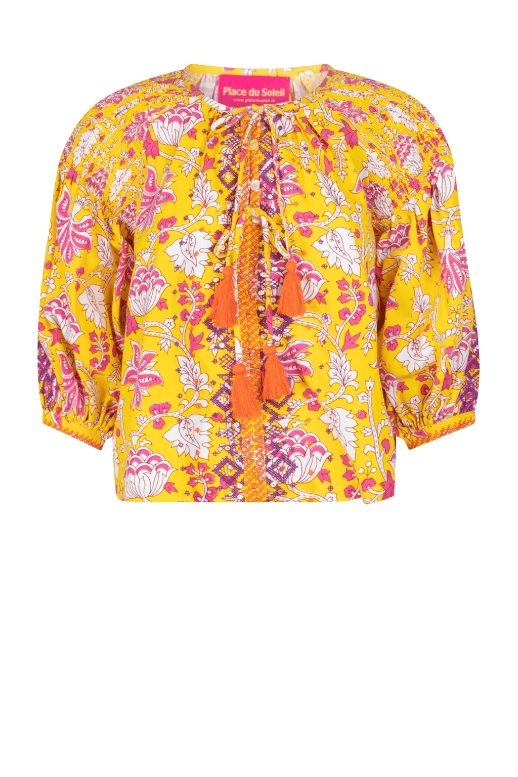 Place Du Soleil Embroidered Blouse Yellow 333 - Dotique - Place du Soleil