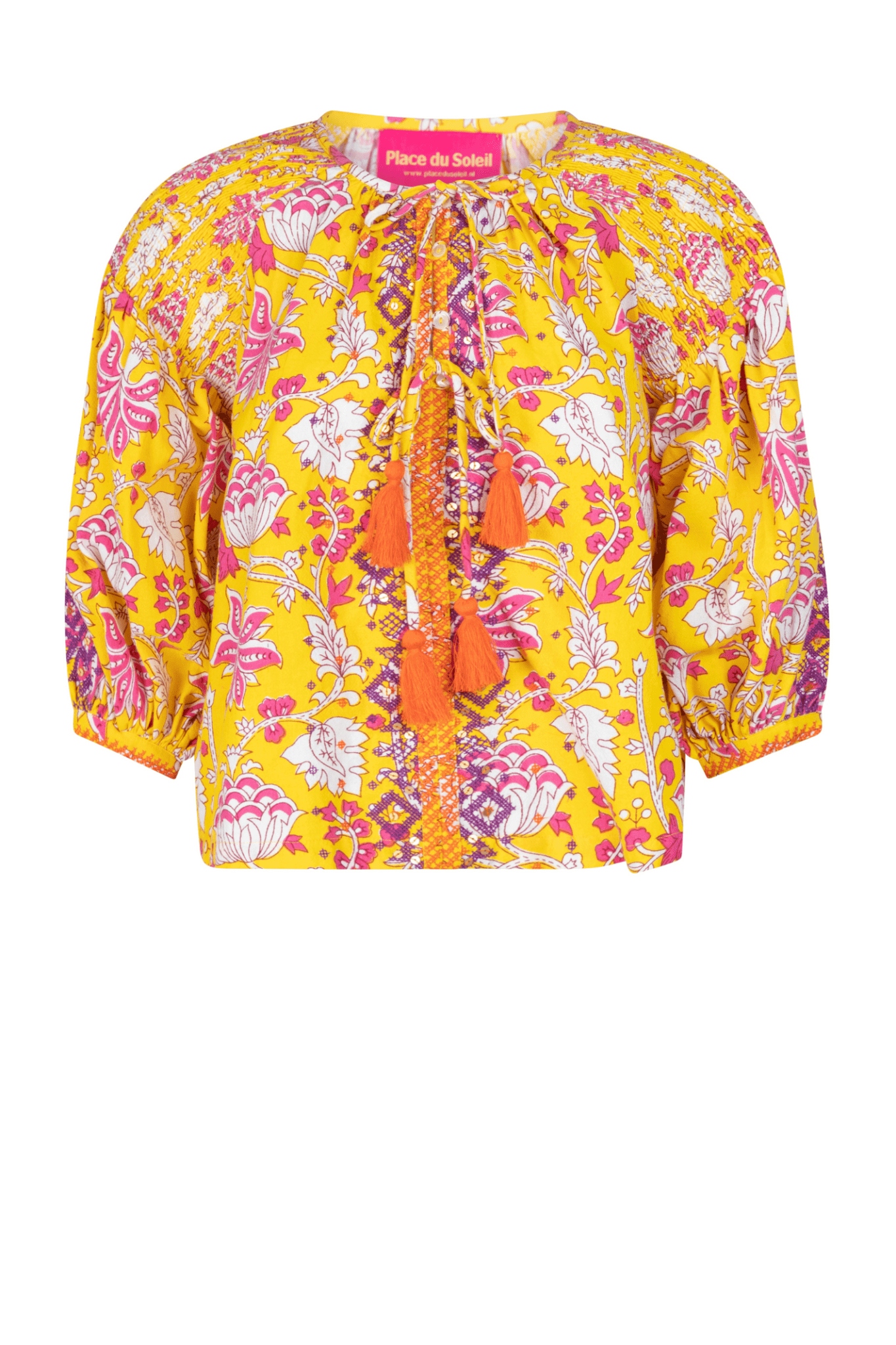 Place Du Soleil Embroidered Blouse Yellow 333 - Dotique - Place du Soleil