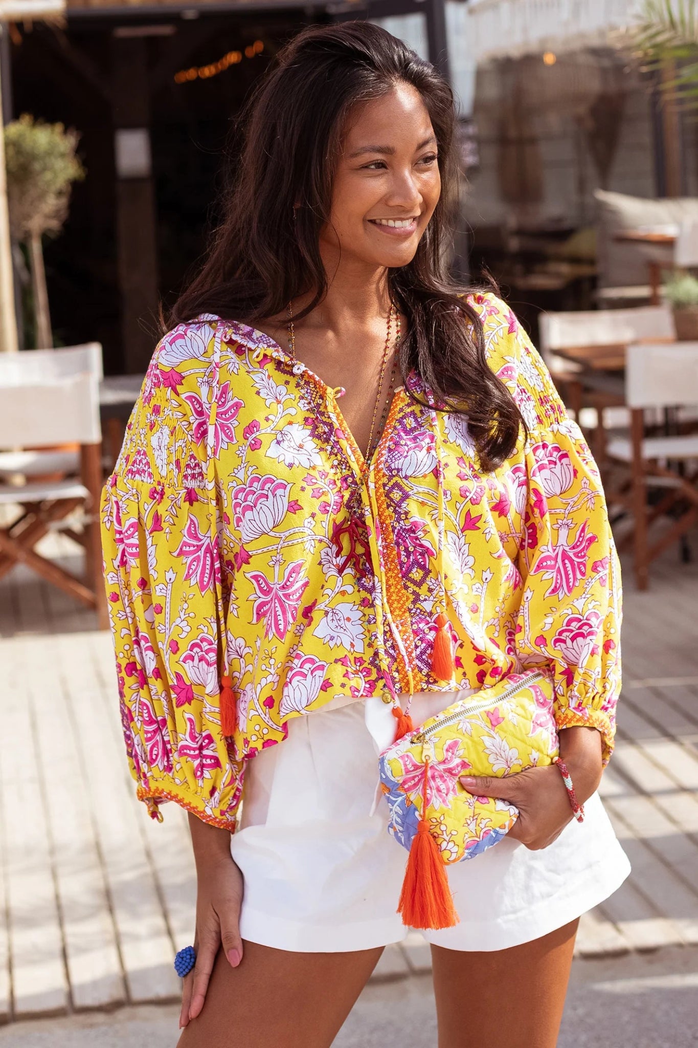 Place Du Soleil Embroidered Blouse Yellow 333 - Dotique - Place du Soleil