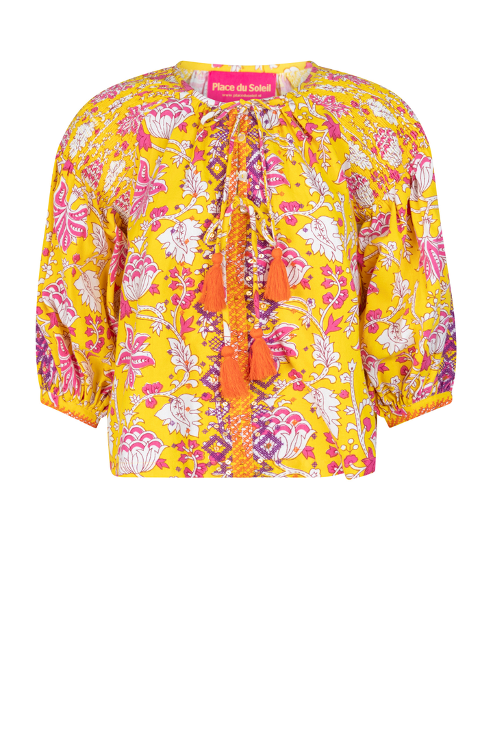 Place Du Soleil Embroidered Blouse Yellow 333