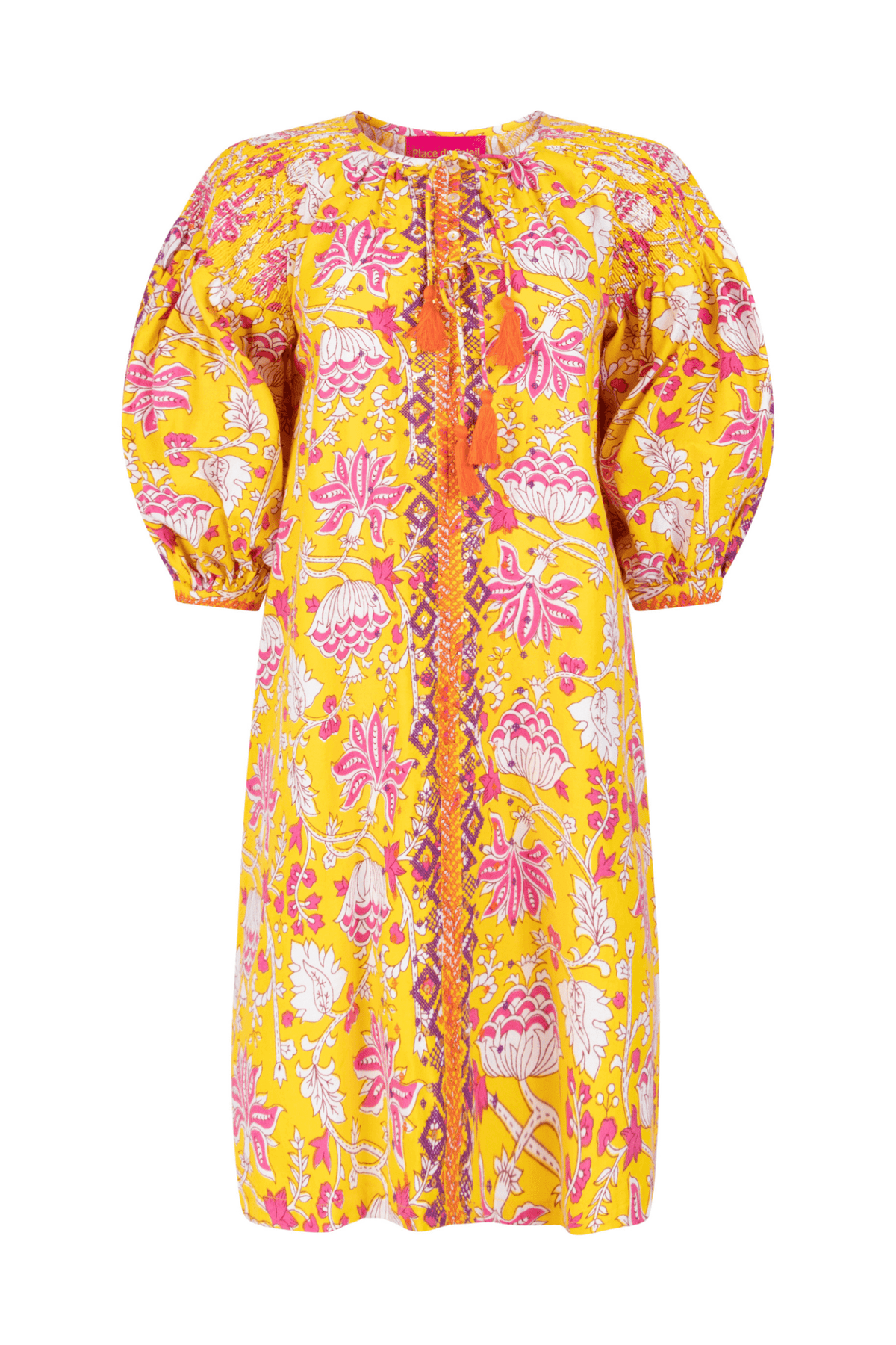 Place Du Soleil Embroidered Dress Yellow 334 - Dotique - Place du Soleil
