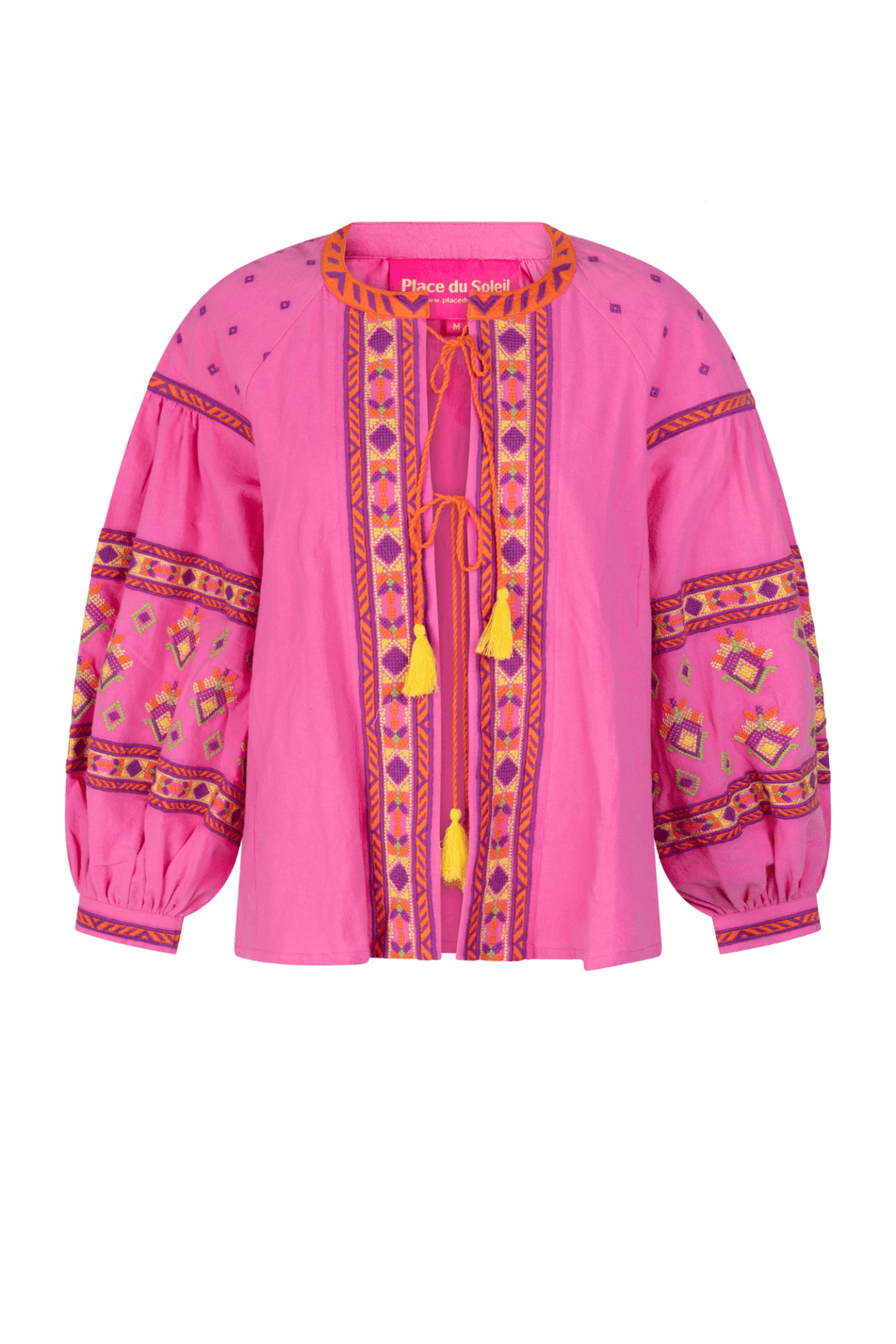 Place Du Soleil Embroidered Jacket Pink 329 - Dotique - Place du Soleil