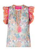 Place Du Soleil Frill Top Green Rosa Blue 427 - Dotique - Place du Soleil