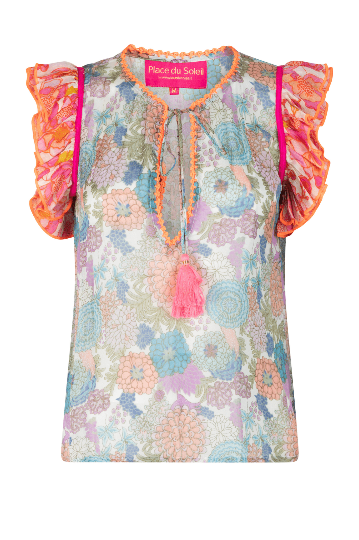 Place Du Soleil Frill Top Green Rosa Blue 427 - Dotique - Place du Soleil