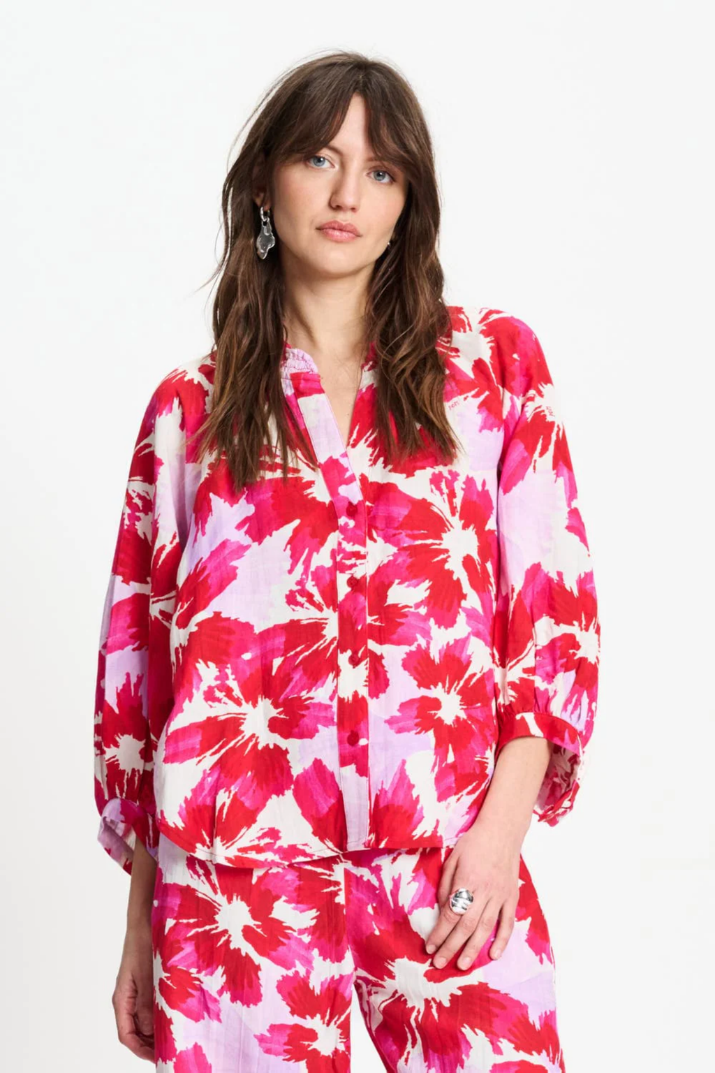 Pom Amsterdam SP9586 Bubble Bloom Lavender Linen Blouse