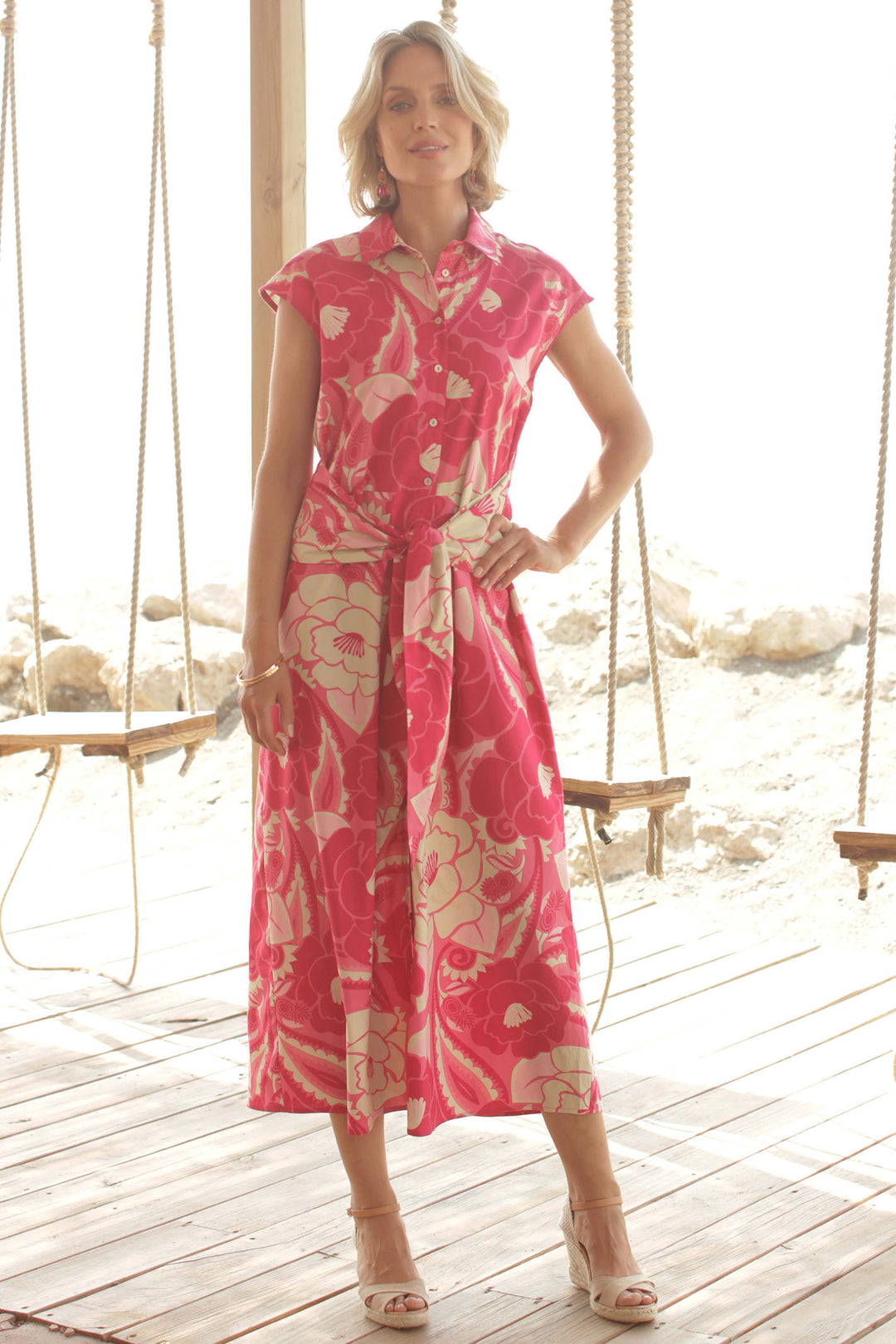 Pomodoro 72410 Pink Pucci Print Dress - Dotique