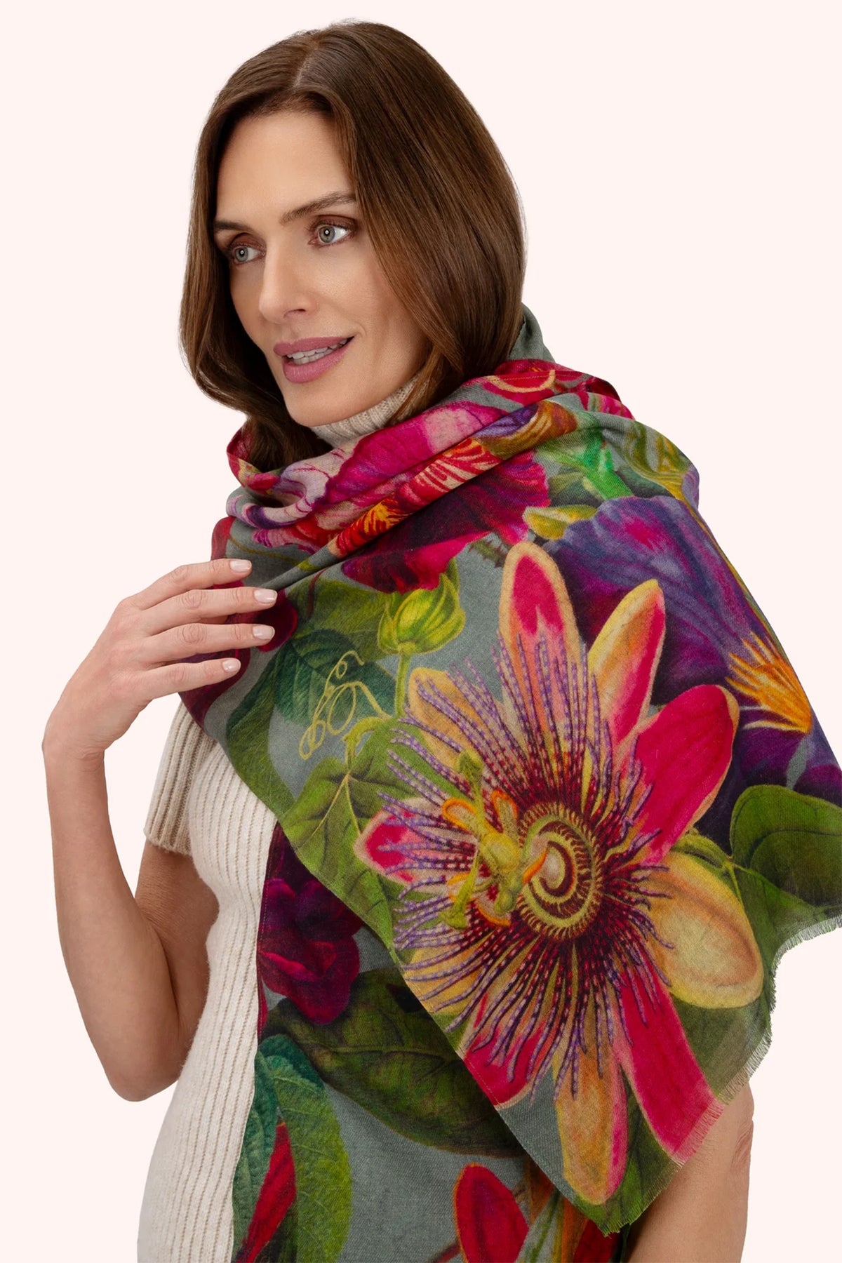 Powder Winter Iris in Ice Wool Wrap Scarf