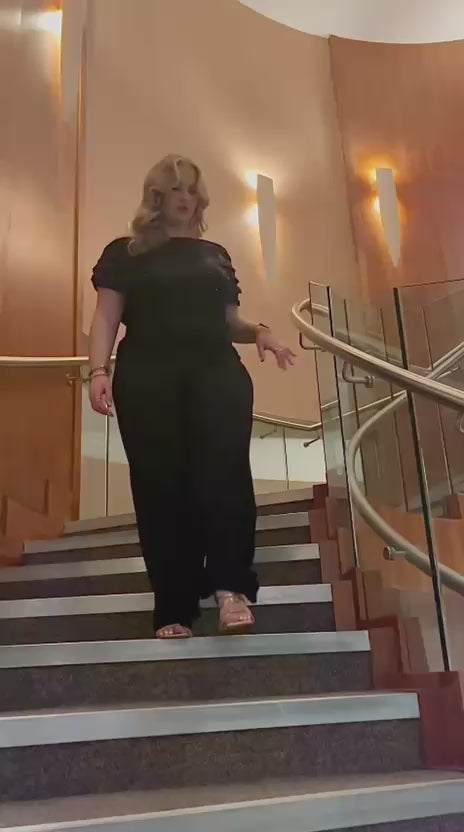 Atom Label Carbon Jumpsuit in Black Sequin Sparkle T1