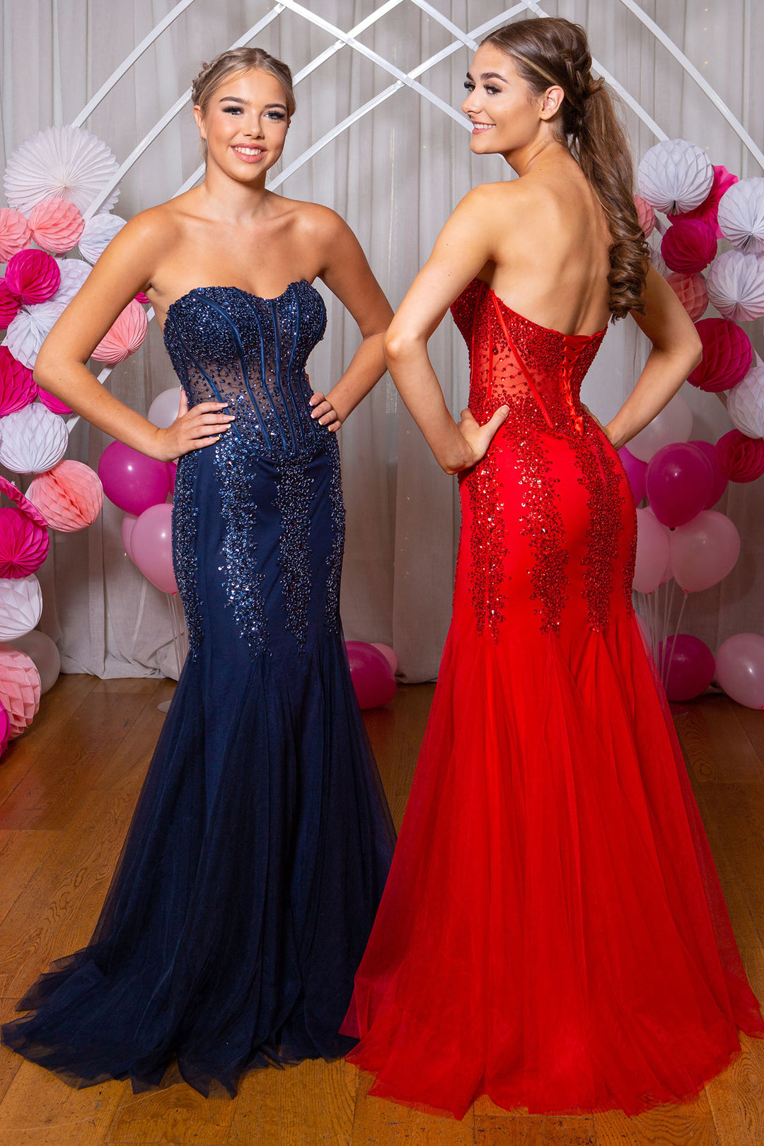Prom Frocks PF9322 Navy Tulle Strapless Prom Dress - Dotique Chesterfield