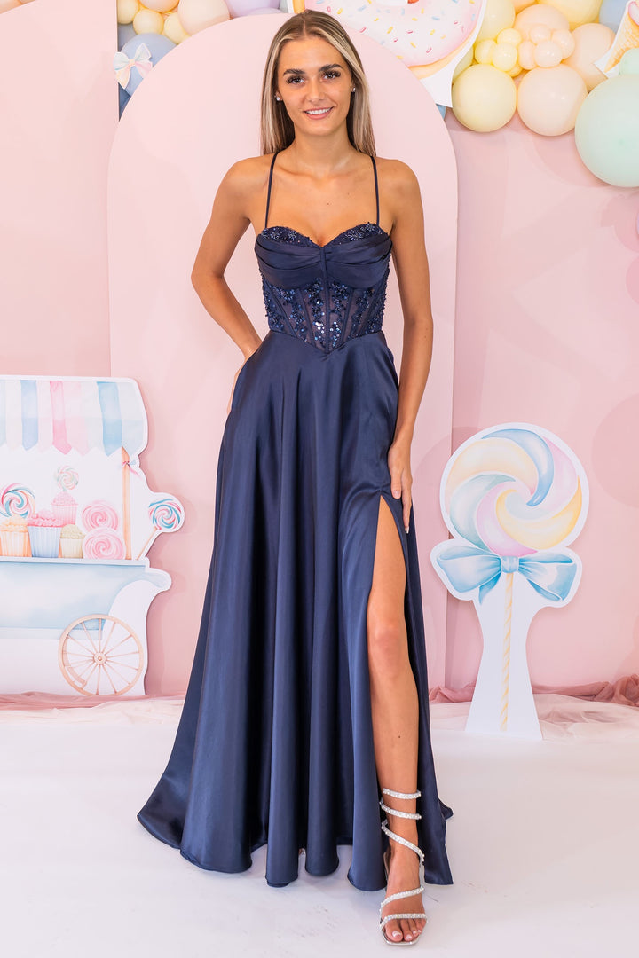 Prom Frocks PF1160 Navy Prom Dress - Dotique