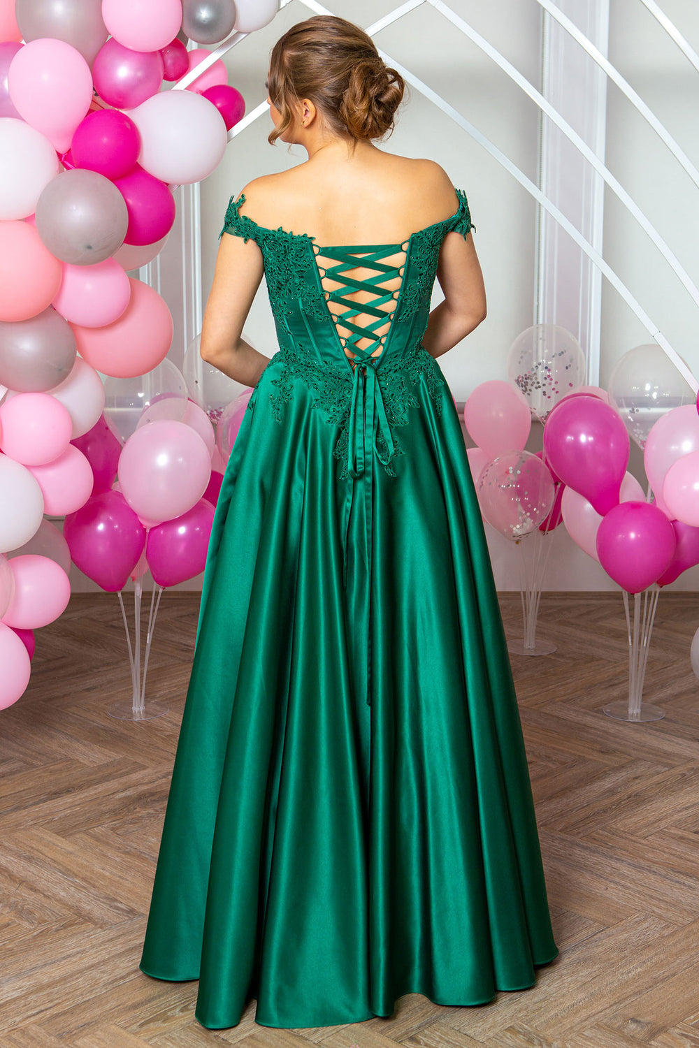 Prom Frocks PF9603 Dark Green Satin Prom Dress - Dotique Chesterfield