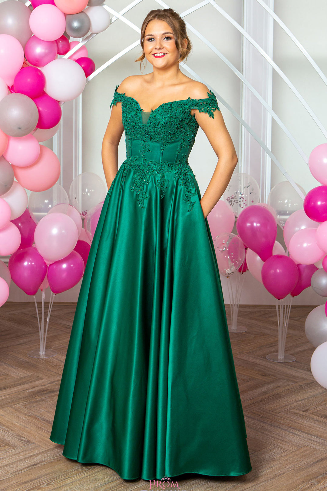 Prom Frocks PF9603 Dark Green Satin Prom Dress - Dotique Chesterfield