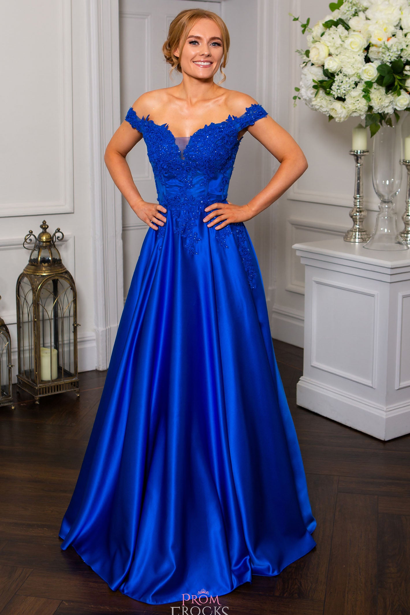 Royal blue satin outlet prom dresses