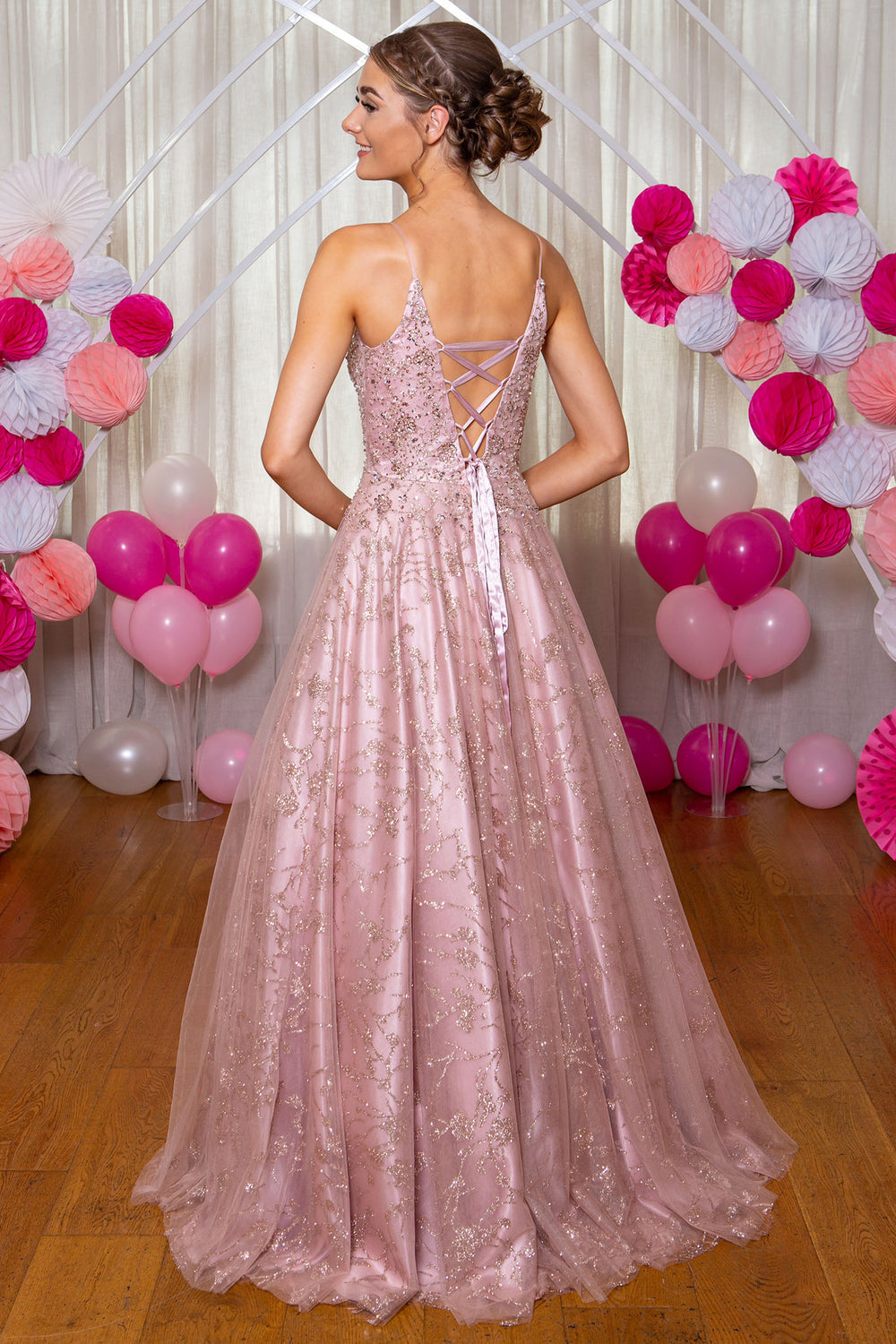 Prom Frocks PF9921 Dusky Pink Glitter Tulle Prom Dress - Dotique Chesterfield