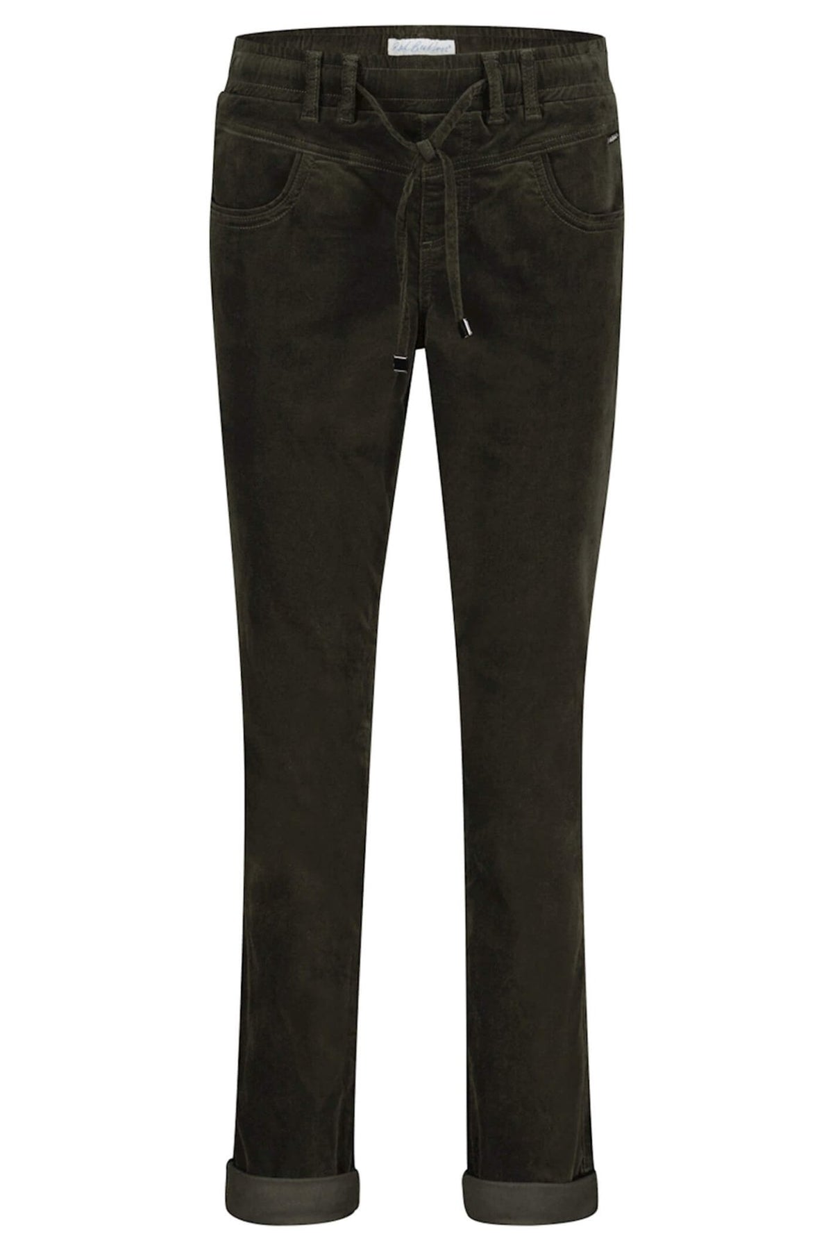 Red Button SRB4052 Tessy Dark Green Velvet Pull-On Trousers - Dotique