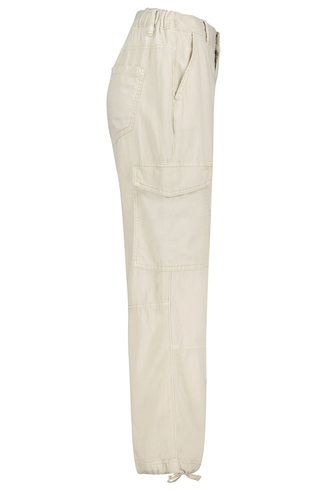 Red Button SRB4167 Conny Pearl Beige Cotton Linen High Rise Loose Fit Cargo Trousers - Dotique