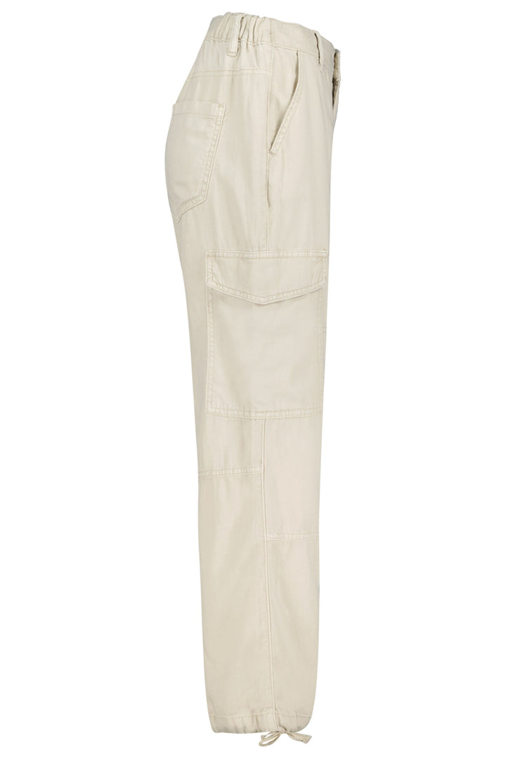 Red Button SRB4167 Conny Pearl Beige Cotton Linen High Rise Loose Fit Cargo Trousers - Dotique