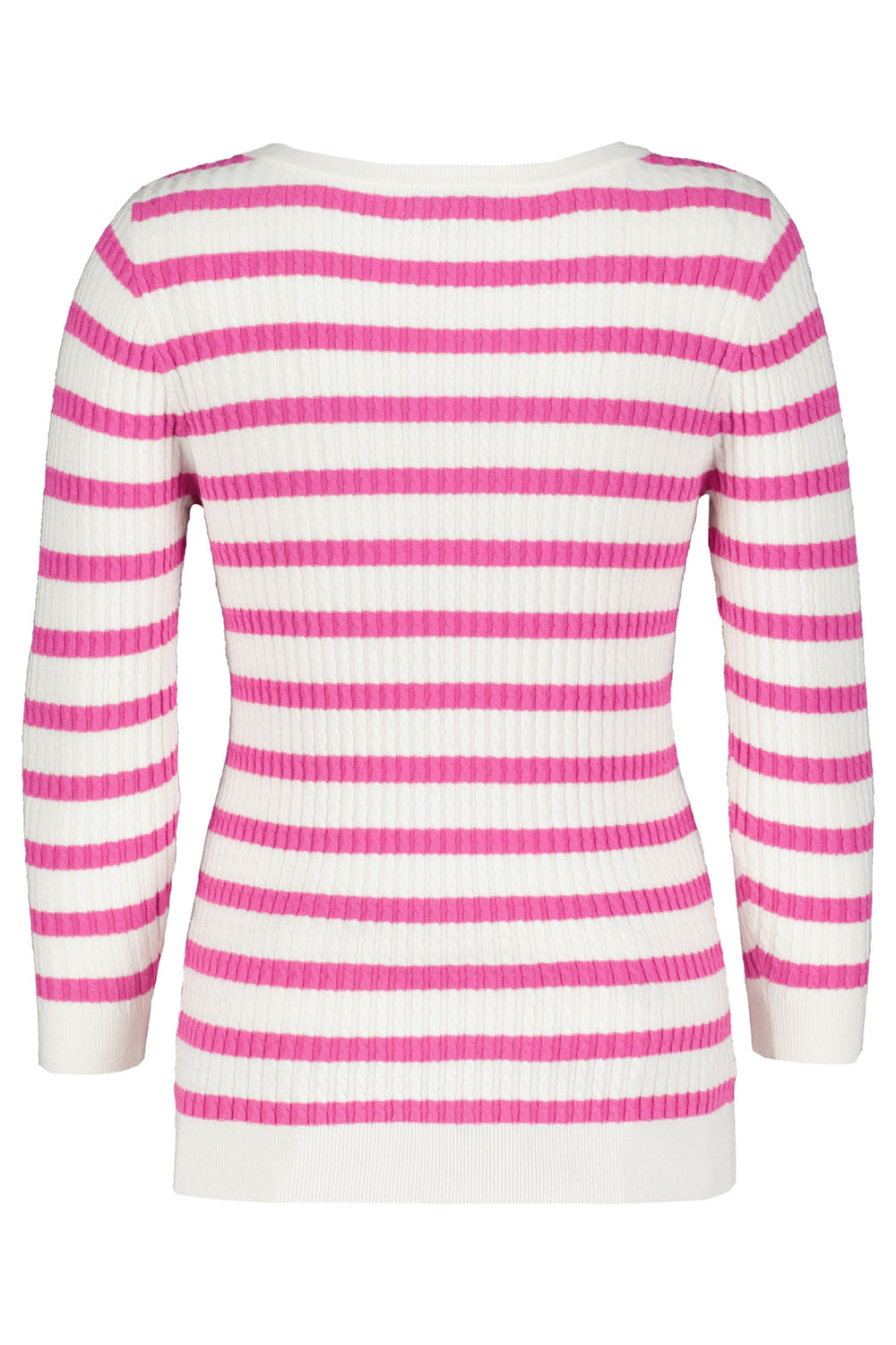 Red Button SRB4195 Cyclaam Pink Stripe Long Sleeve Cable Knit Top - Dotique