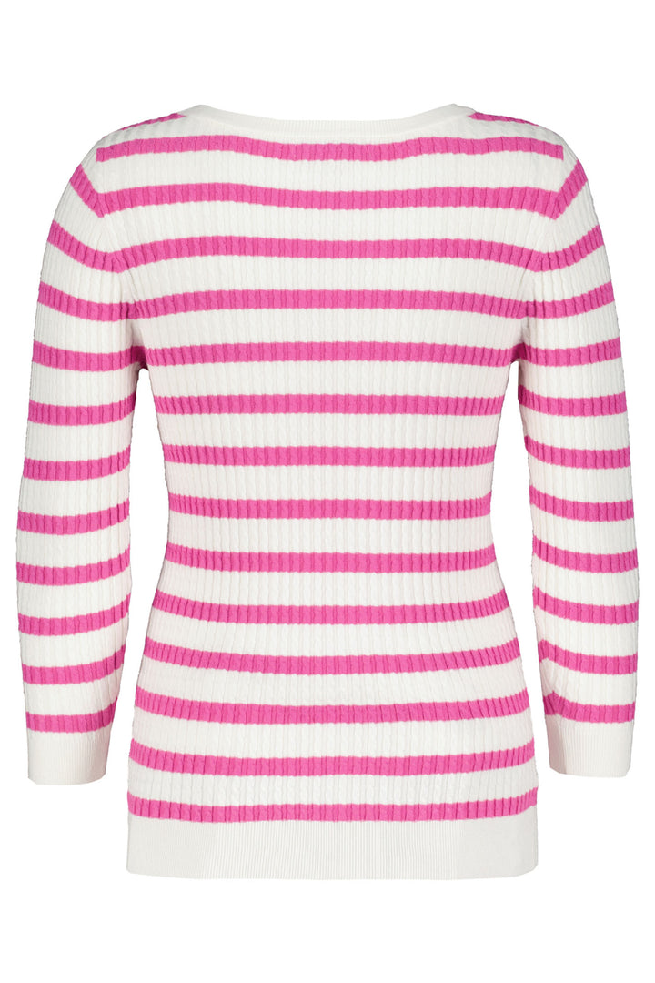Red Button SRB4195 Cyclaam Pink Stripe Long Sleeve Cable Knit Top - Dotique