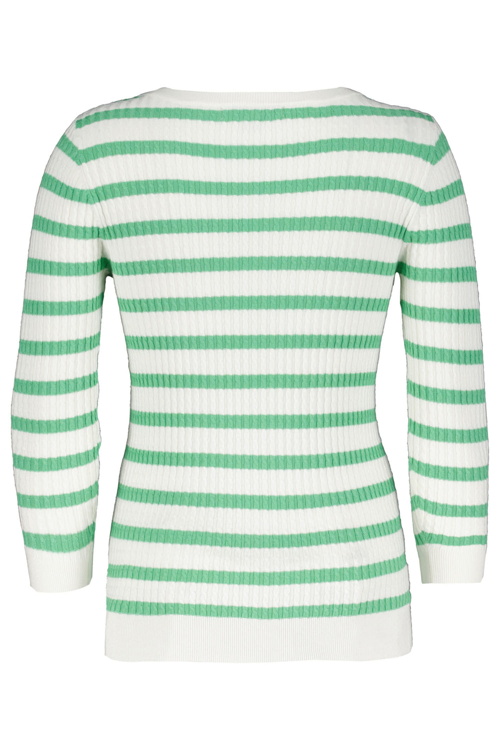 Red Button SRB4195 Summer Green Stripe Long Sleeve Cable Knit Top - Dotique