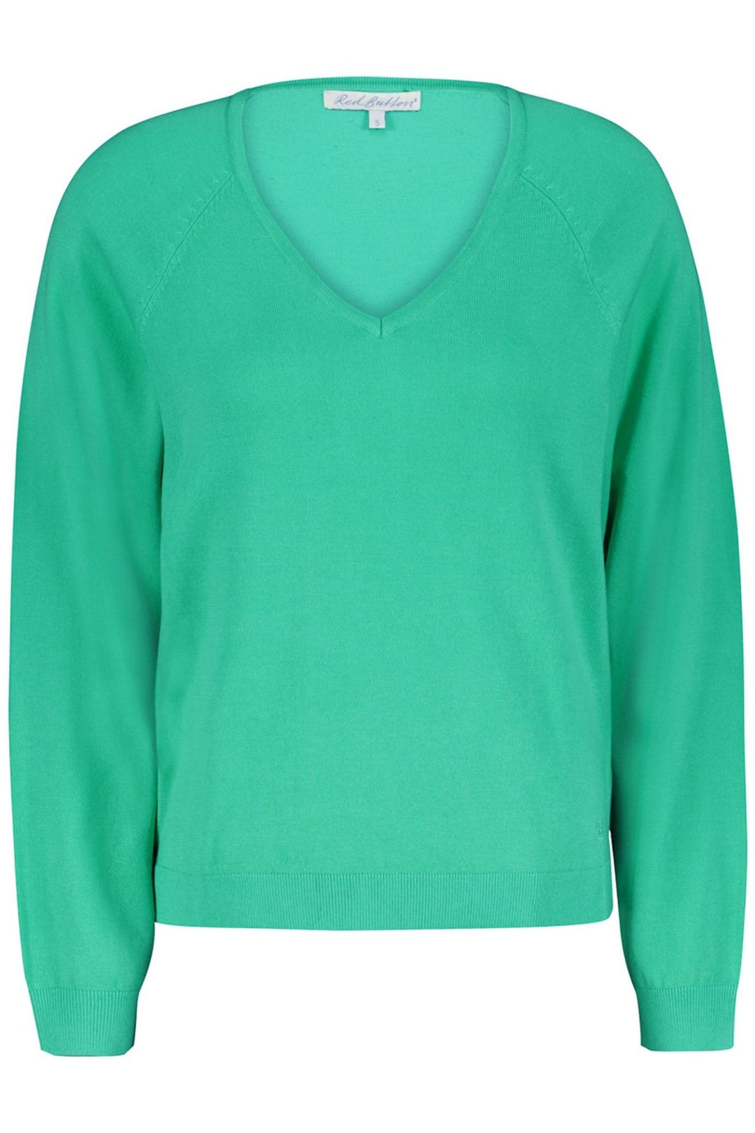 Red Button SRB4223 Fay Fern Green Fine Knit V Neck Jumper - Dotique
