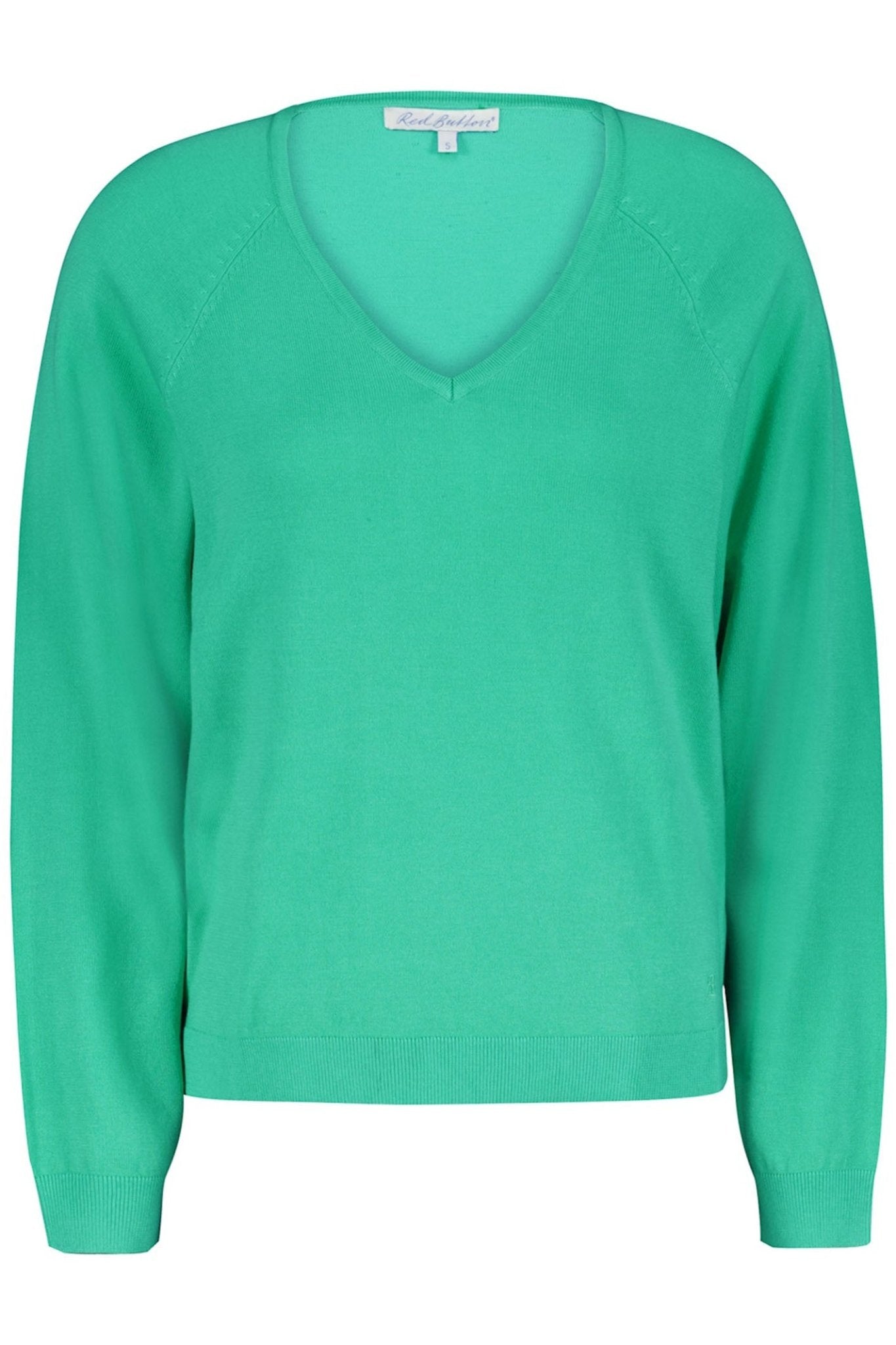 Red Button SRB4223 Fay Fern Green Fine Knit V Neck Jumper - Dotique