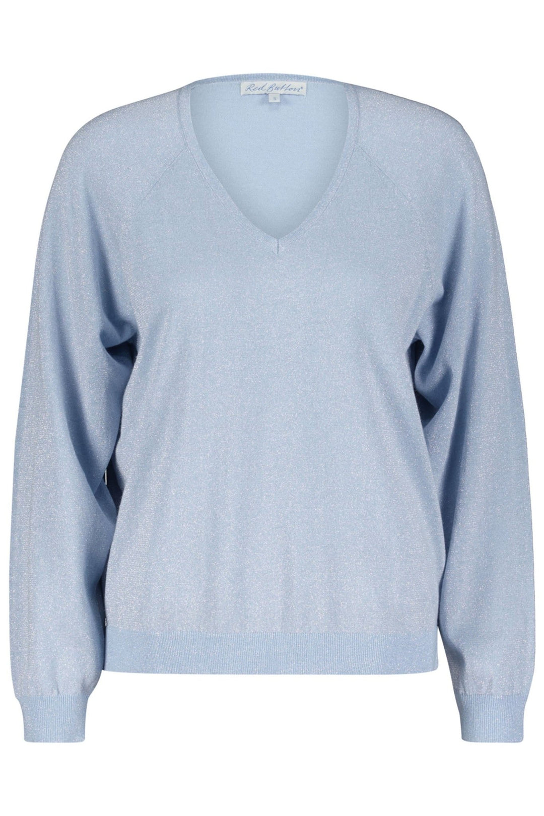 Red Button SRB4223A Fay Blue Silver Lurex Fine Knit V Neck Jumper - Dotique