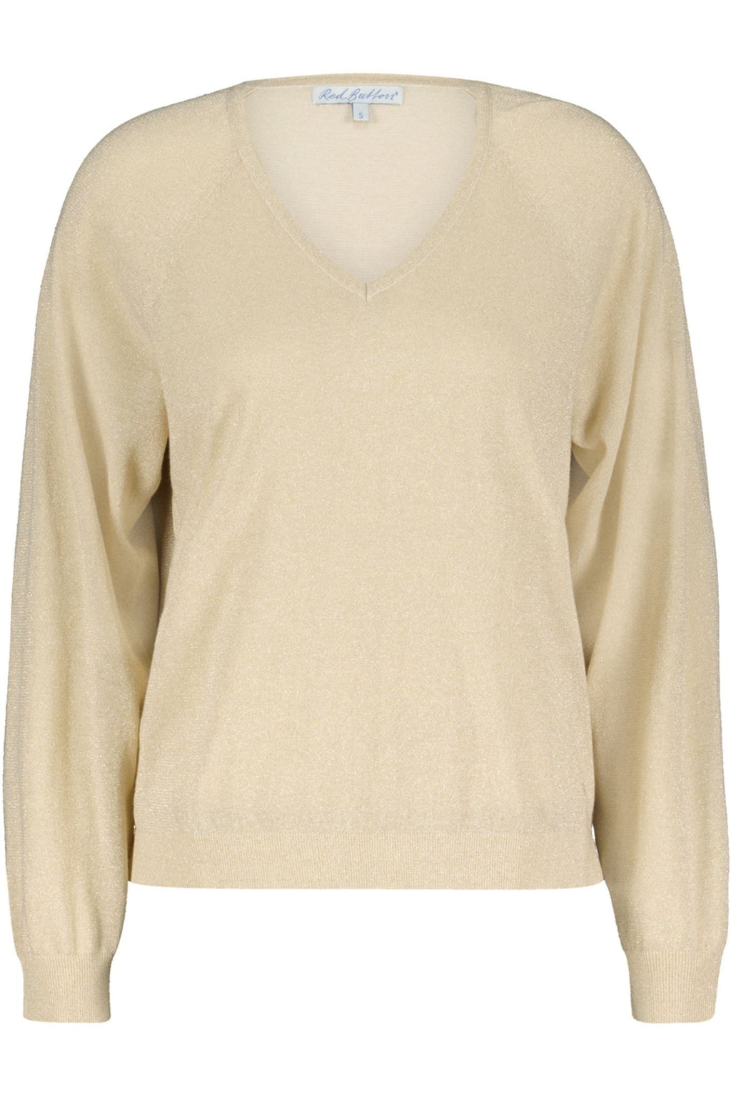 Red Button SRB4223A Fay Champagne Gold Lurex Fine Knit V Neck Jumper - Dotique