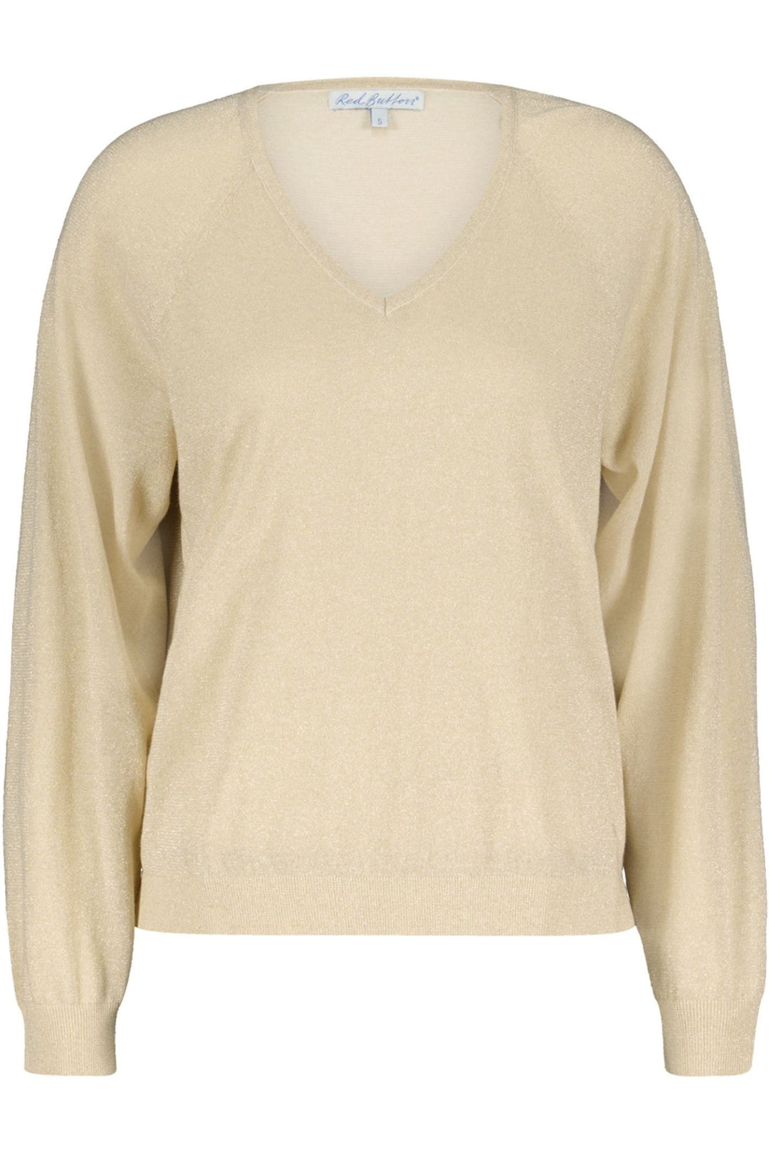 Red Button SRB4223A Fay Champagne Gold Lurex Fine Knit V Neck Jumper - Dotique