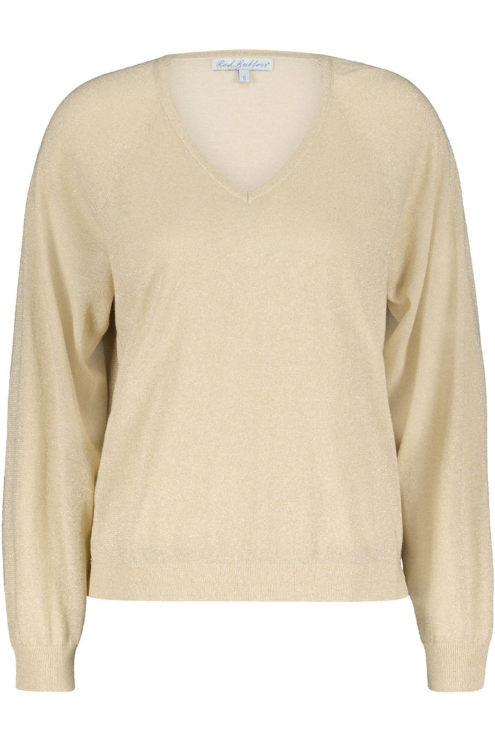 Red Button SRB4223A Fay Champagne Gold Lurex Fine Knit V Neck Jumper - Dotique