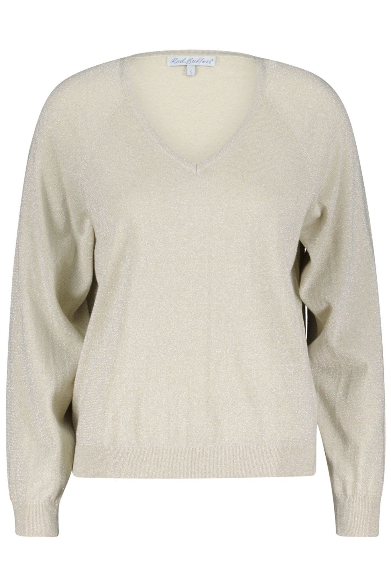 Red Button SRB4223A Fay Kit Silver Lurex Fine Knit V Neck Jumper - Dotique